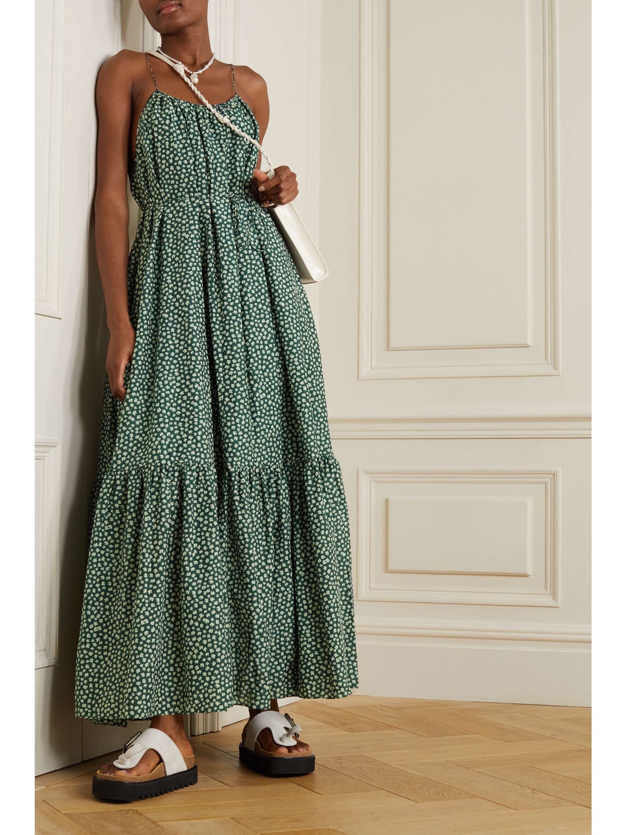 MATTEAU + NET SUSTAIN tiered organic cotton and silk-blend maxi dress