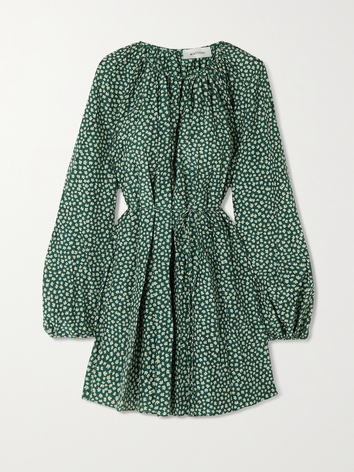 Matteau + Net Sustain Floral-print Organic Cotton And Silk-blend Mini Dress In Green | ModeSens