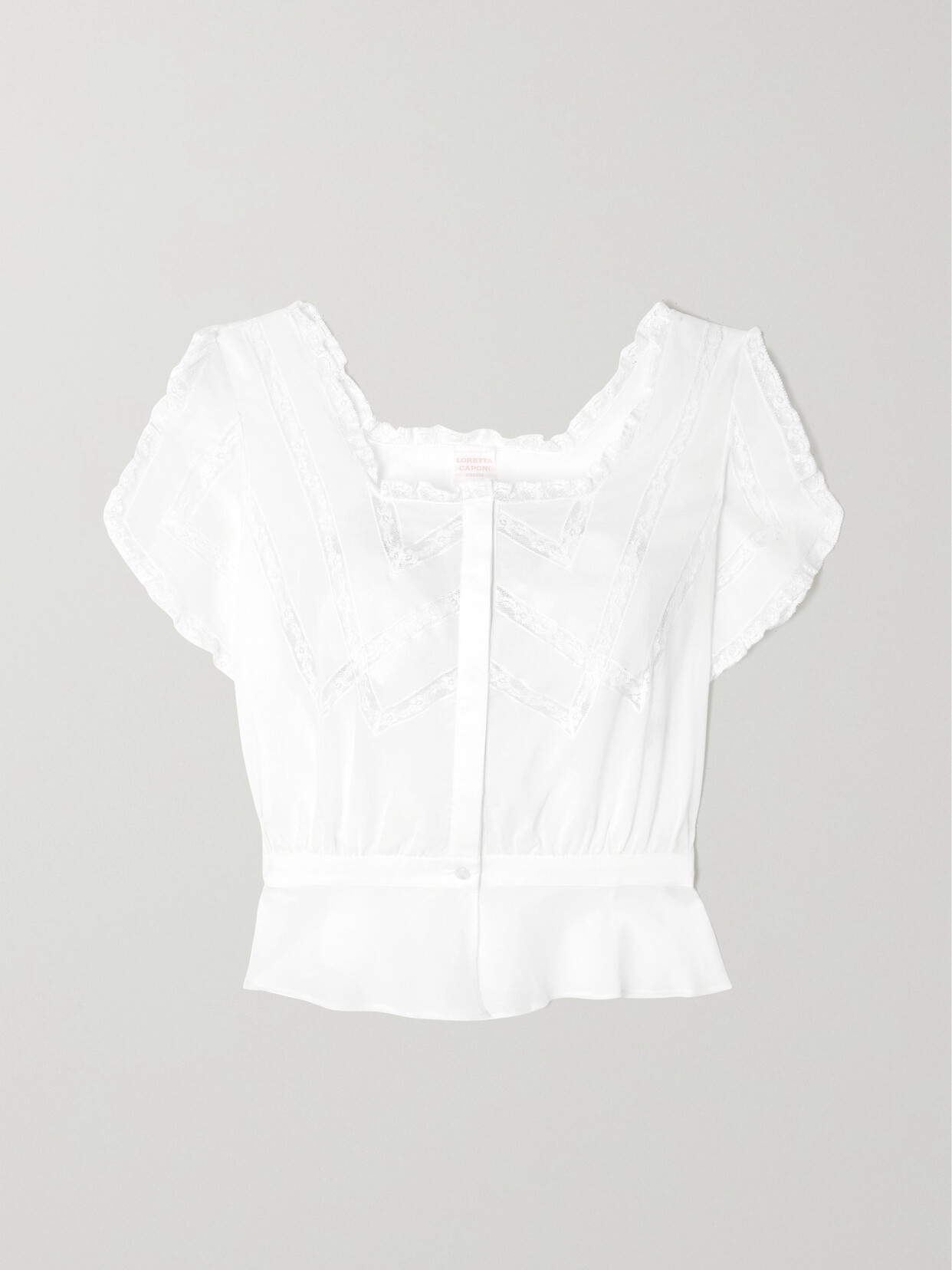 Loretta Caponi Petra Lace-trimmed Cotton-voile Top