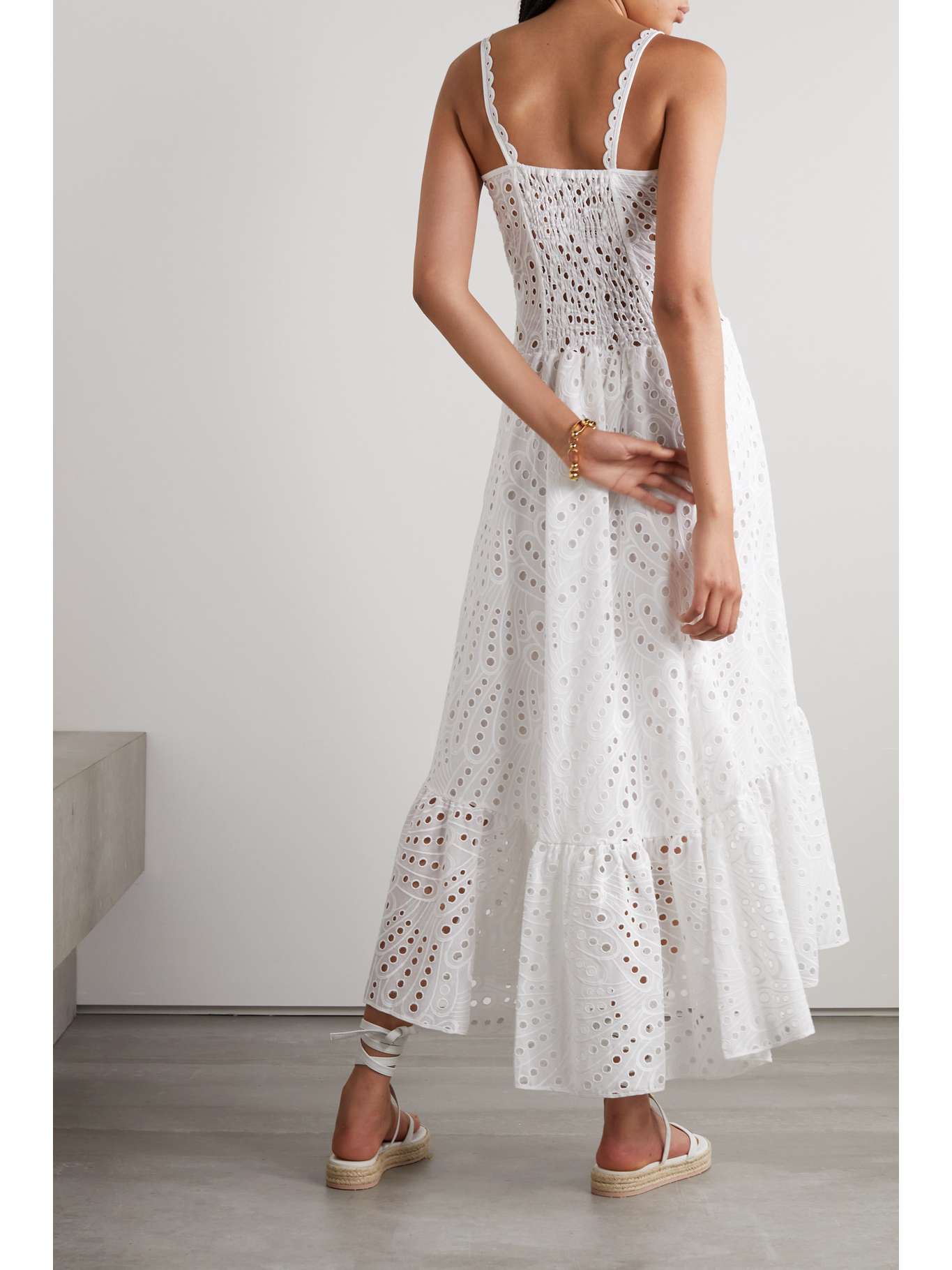 White Irene tiered broderie anglaise cotton-blend maxi dress | CHARO RUIZ | NET-A-PORTER