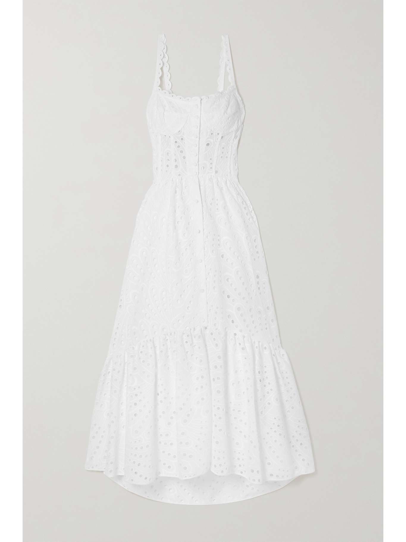 White Irene tiered broderie anglaise cotton-blend maxi dress | CHARO RUIZ | NET-A-PORTER
