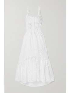White Irene tiered broderie anglaise cotton-blend maxi dress | CHARO RUIZ | NET-A-PORTER