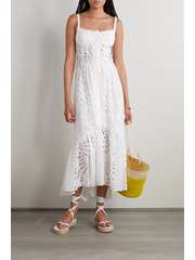 White Irene tiered broderie anglaise cotton-blend maxi dress | CHARO RUIZ | NET-A-PORTER
