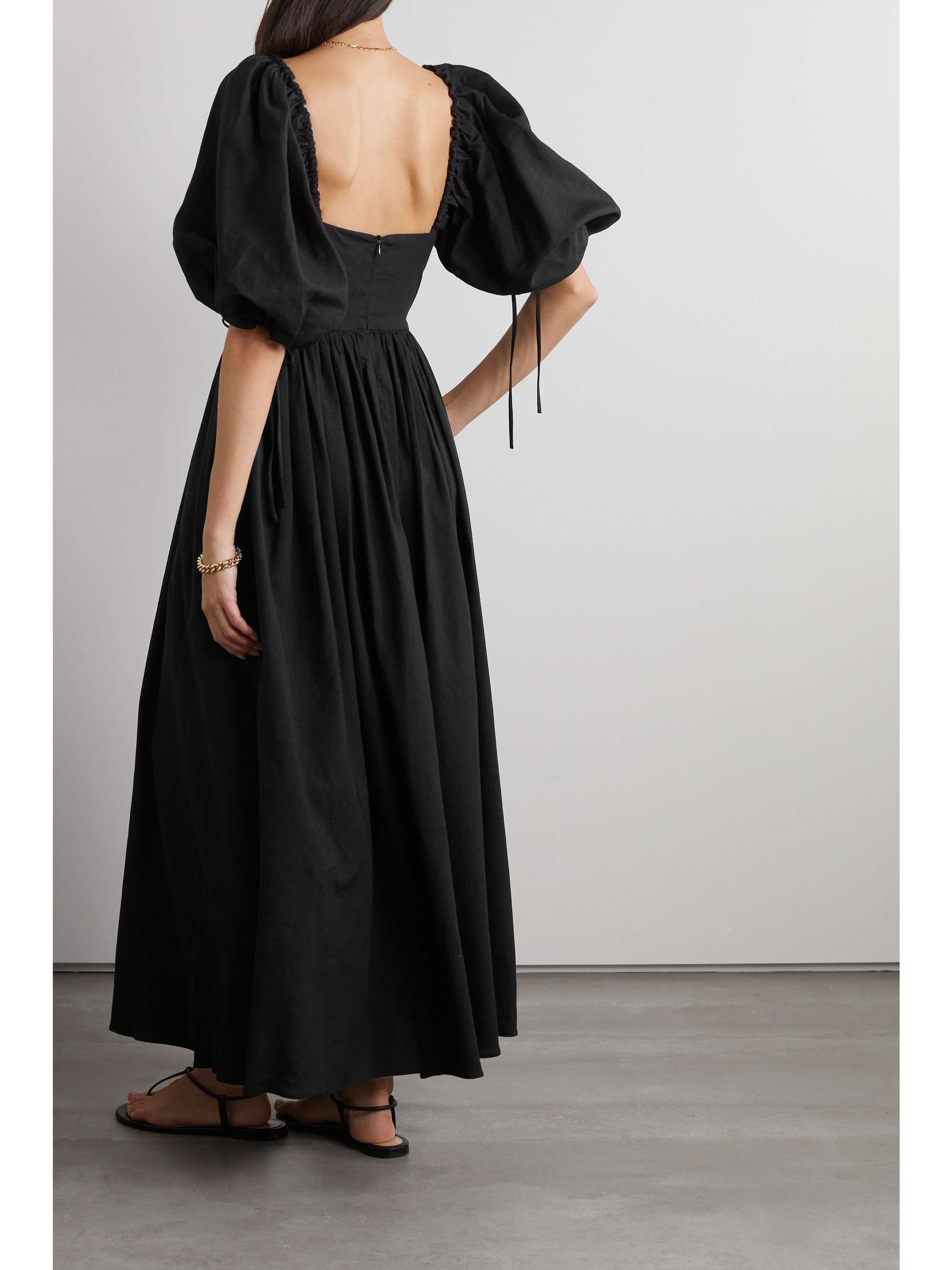 MATTEAU Gathered stretch-linen and Lyocell-blend maxi dress