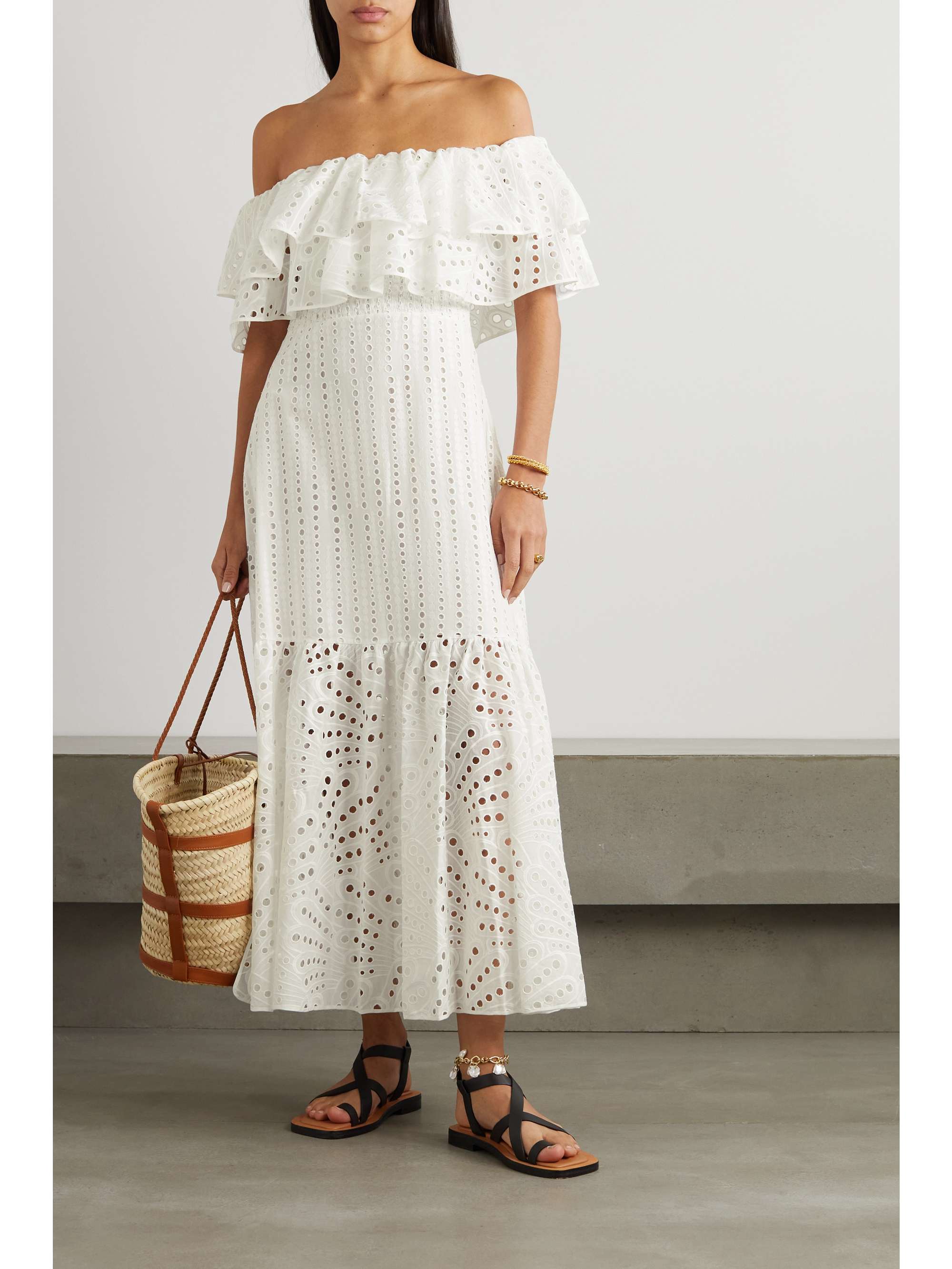 White Isabella off-the-shoulder tiered 