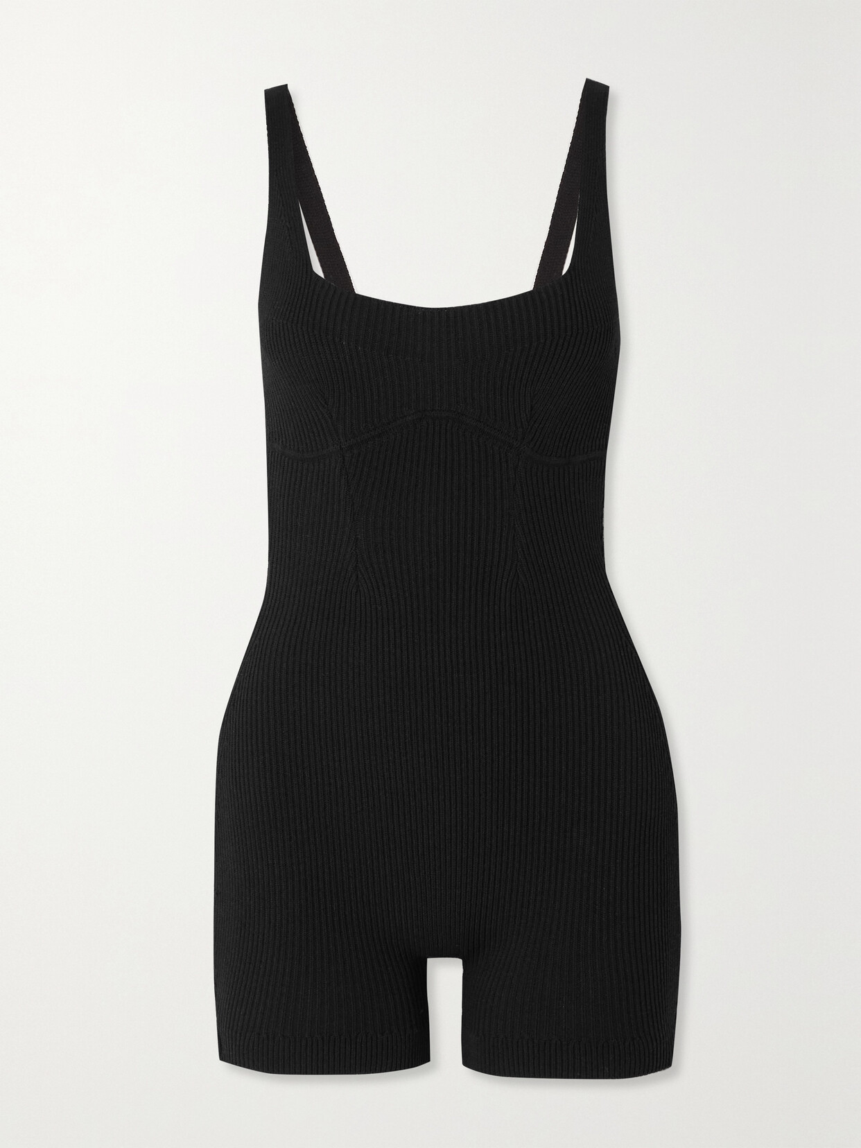 Haight Dora Ribbed Cotton-blend Playsuit In Black