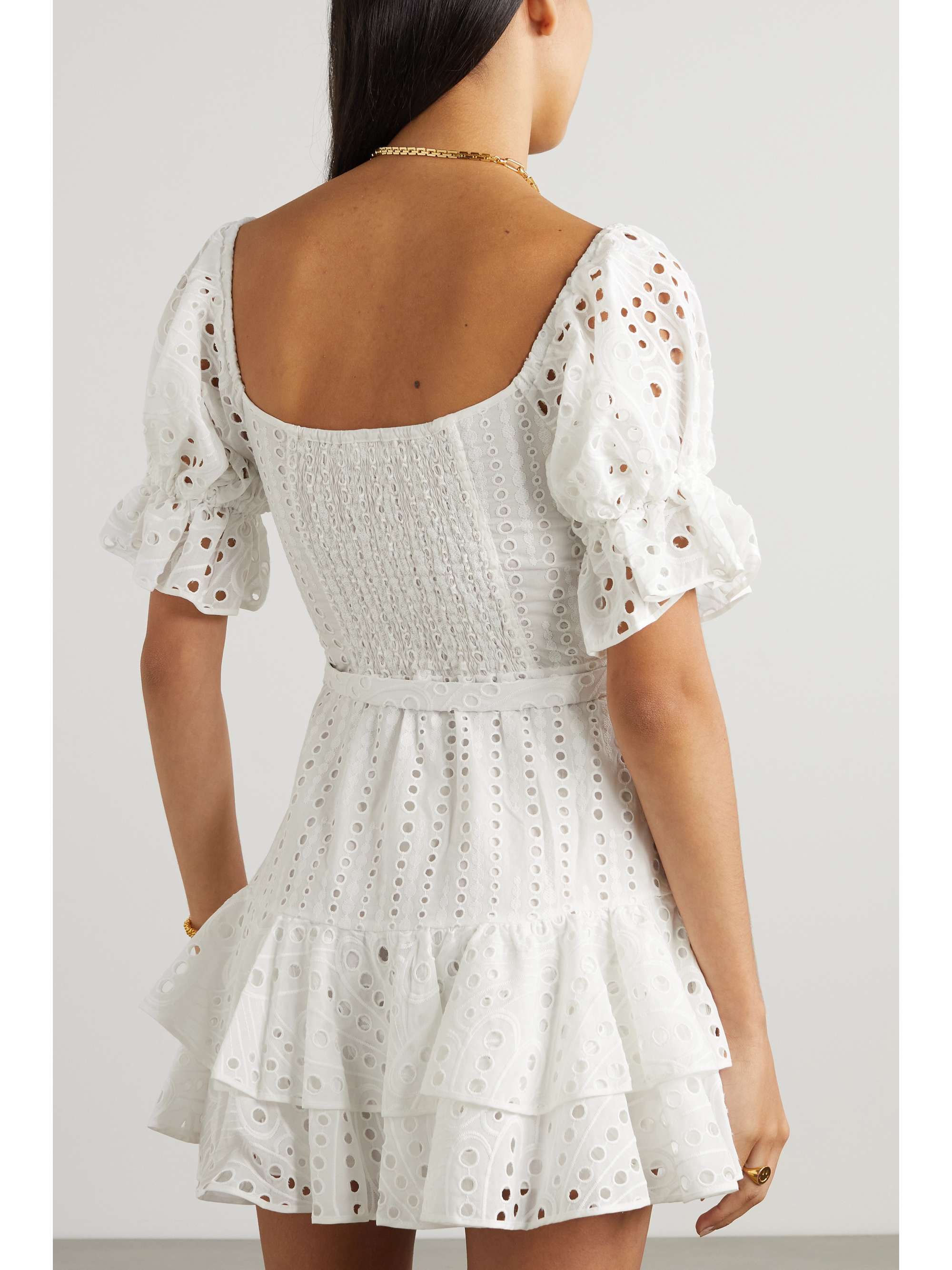 CHARO RUIZ Jean ruffled broderie anglaise cotton-blend mini dress