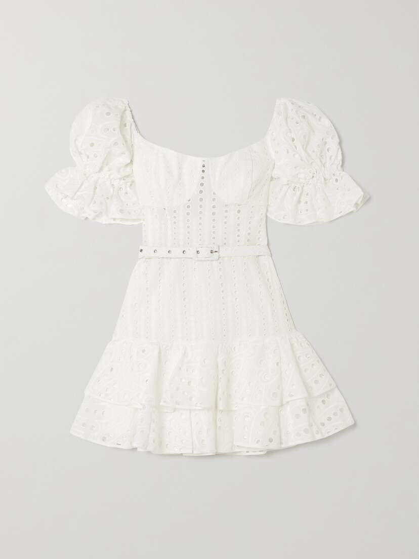 Charo Ruiz Jean Ruffled Broderie Anglaise Cotton-blend Mini Dress