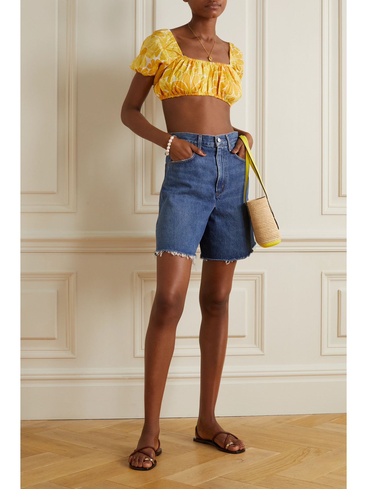 Harlow Cropped Floral-Print Top