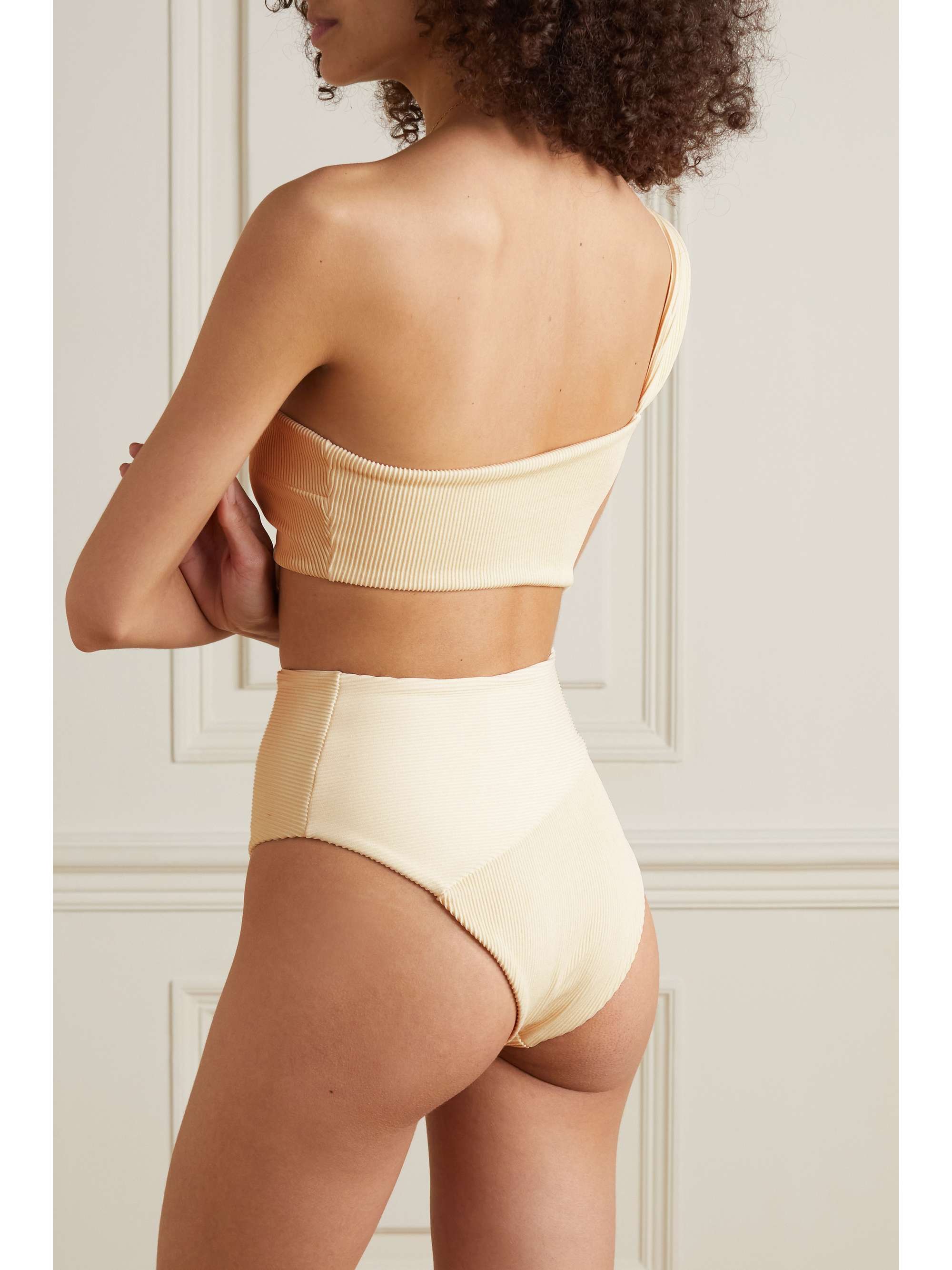 HAIGHT Iu one-shoulder cutout ribbed swimsuit