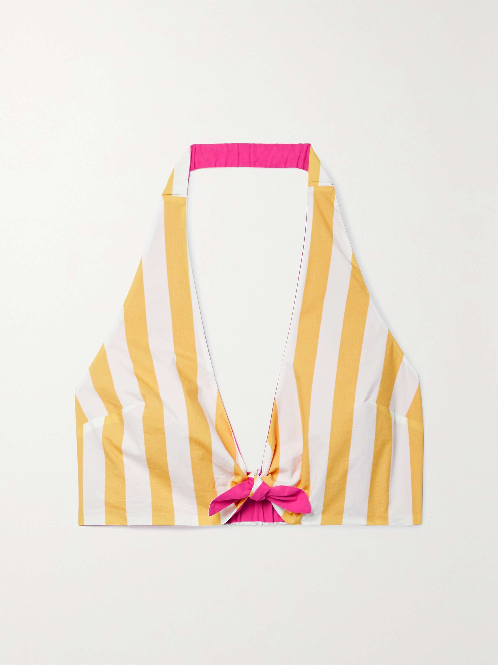 net-a-porter.com | Cropped striped cotton-poplin halterneck top