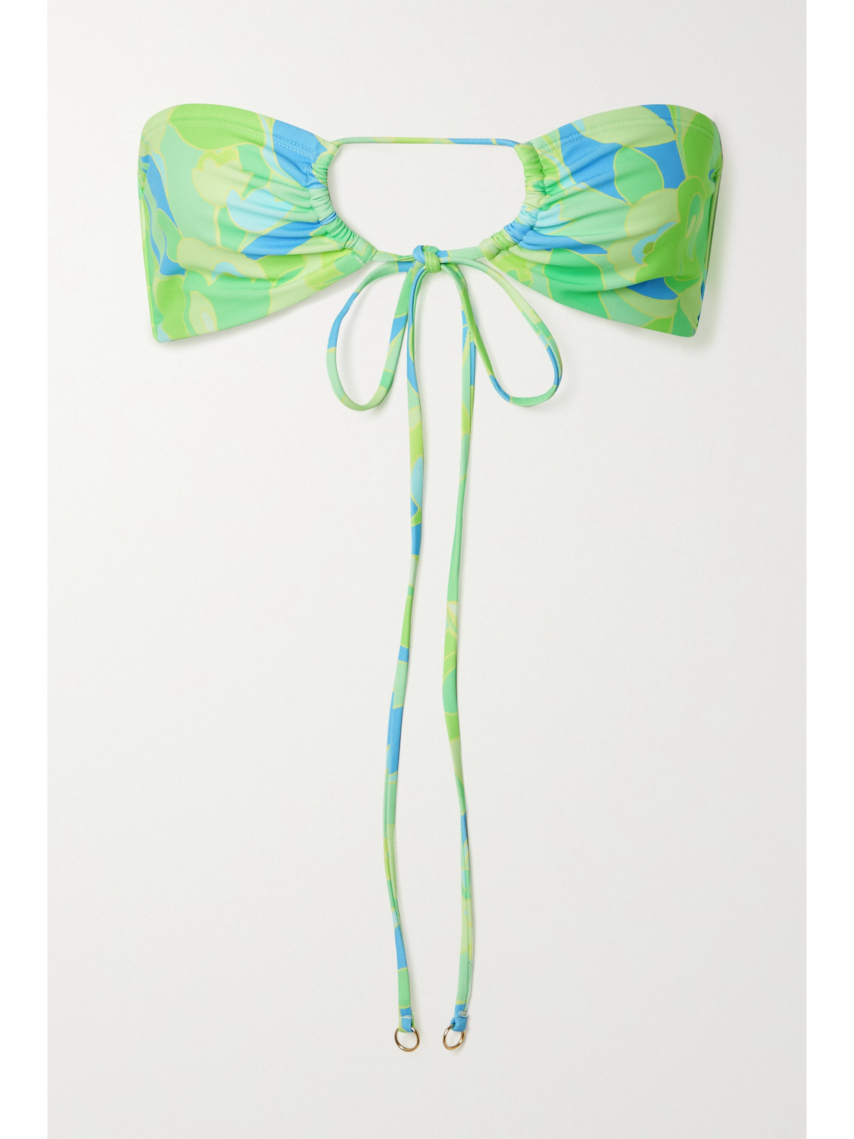 Faithfull The Brand - Arriba Strapless Cutout Printed Stretch-econyl Bikini Top - Green image