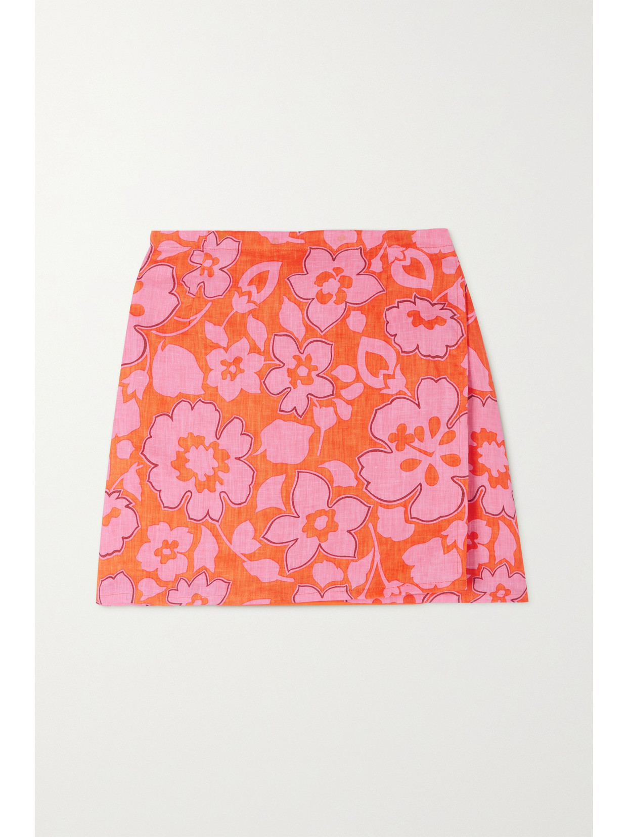 Faithfull The Brand - Marsala Floral-print Linen Mini Wrap Skirt - Pink