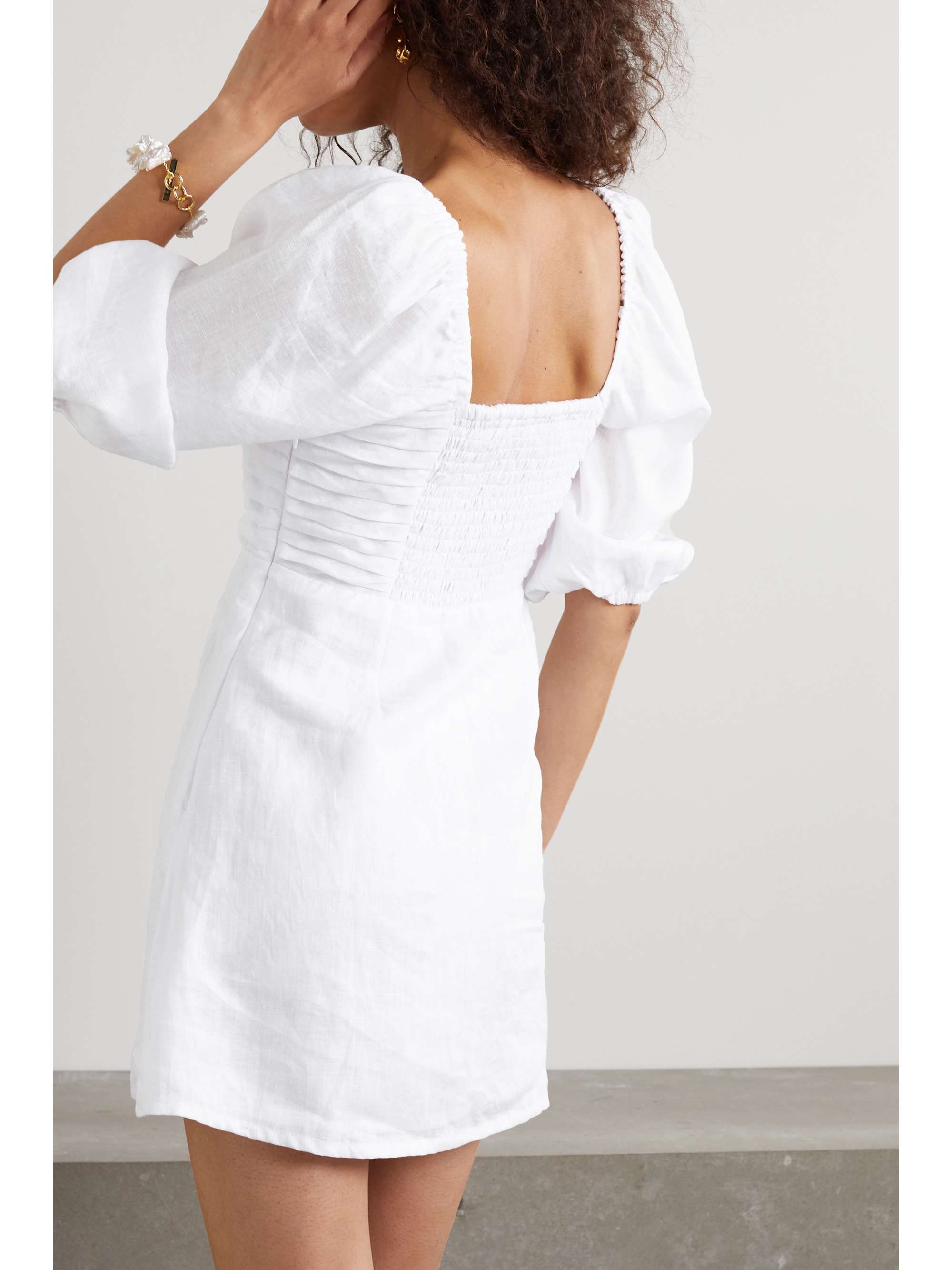 FAITHFULL + NET SUSTAIN Venezia pleated linen mini dress