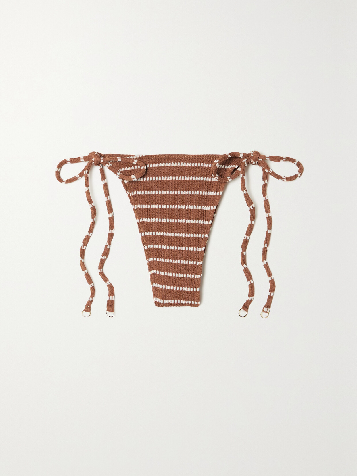 Faithfull The Brand Andrea Striped Textured Bikini Briefs - Brown