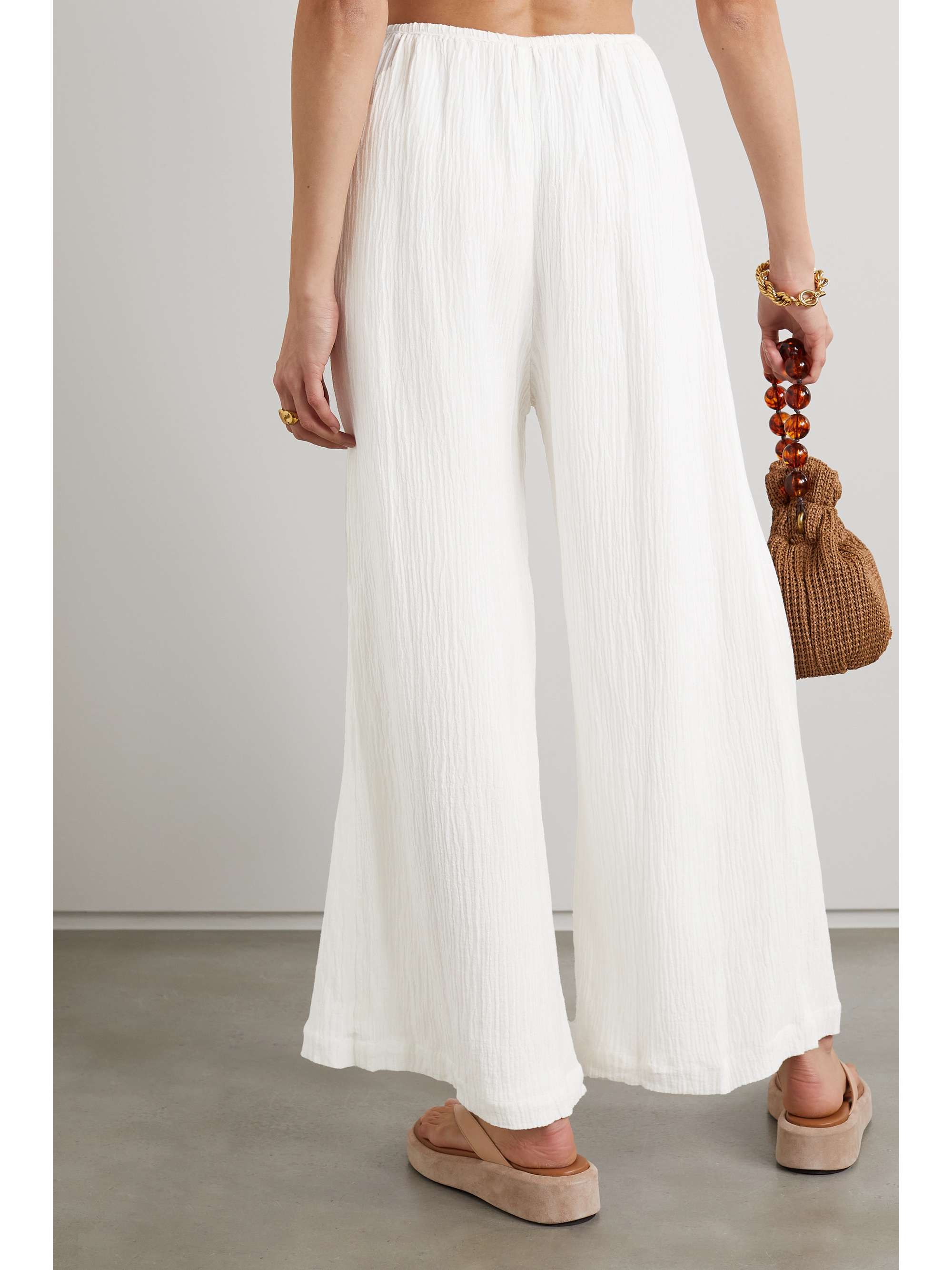 Faithfull The Brand - Rupina Crinkled Linen-Blend Wide-Leg Pants - White - Small - Net A Porter