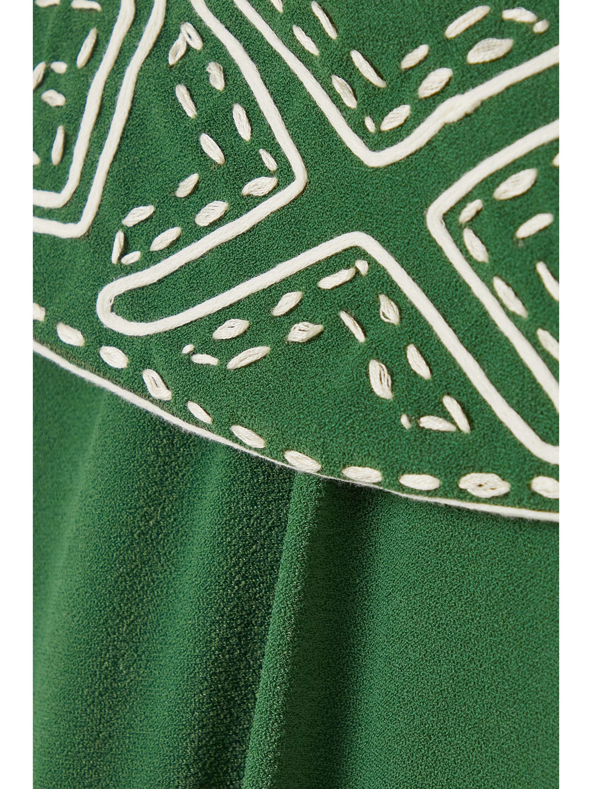 JOHANNA ORTIZ Lagoon Affair belted embroidered stretch-recycled crepe halterneck dress