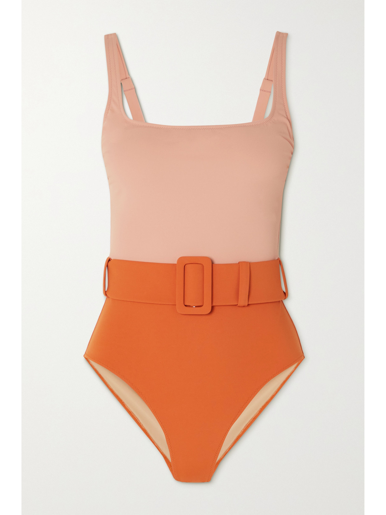 Evarae – Cassandra Belted Underwired Stretch-econyl Swimsuit – Papaya