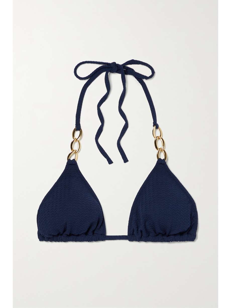 Embellished Bikini Top Navy