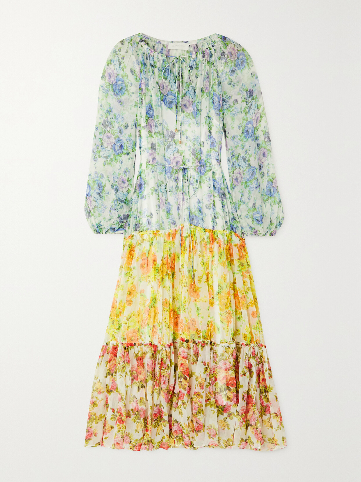Zimmermann - + Net Sustain Tiered Floral-print Organic Silk-crepon Midi Dress - Blue 22 Awaiting product image