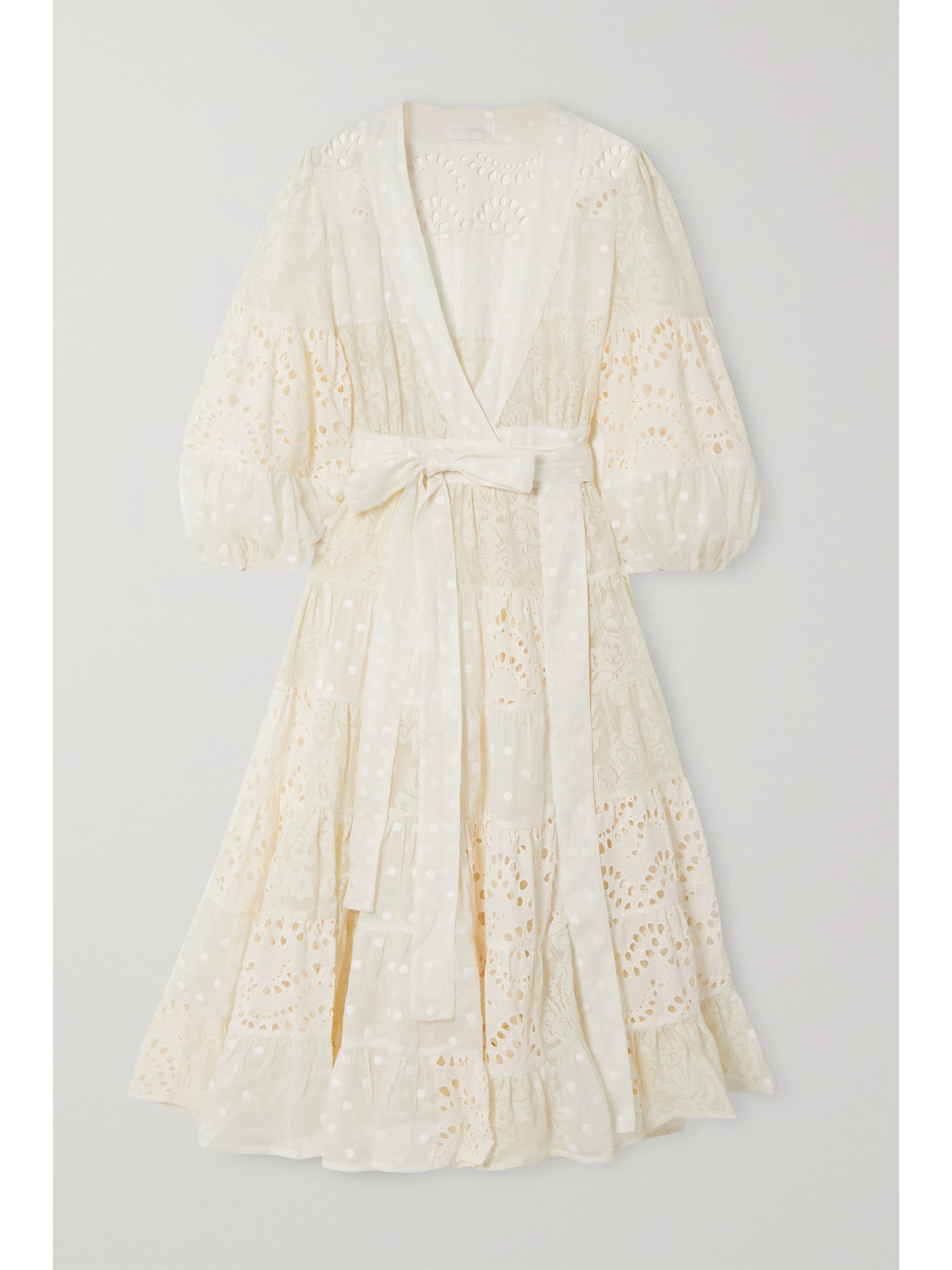 Zimmermann Cream Dotty Embroidered Cotton Midi Dress S