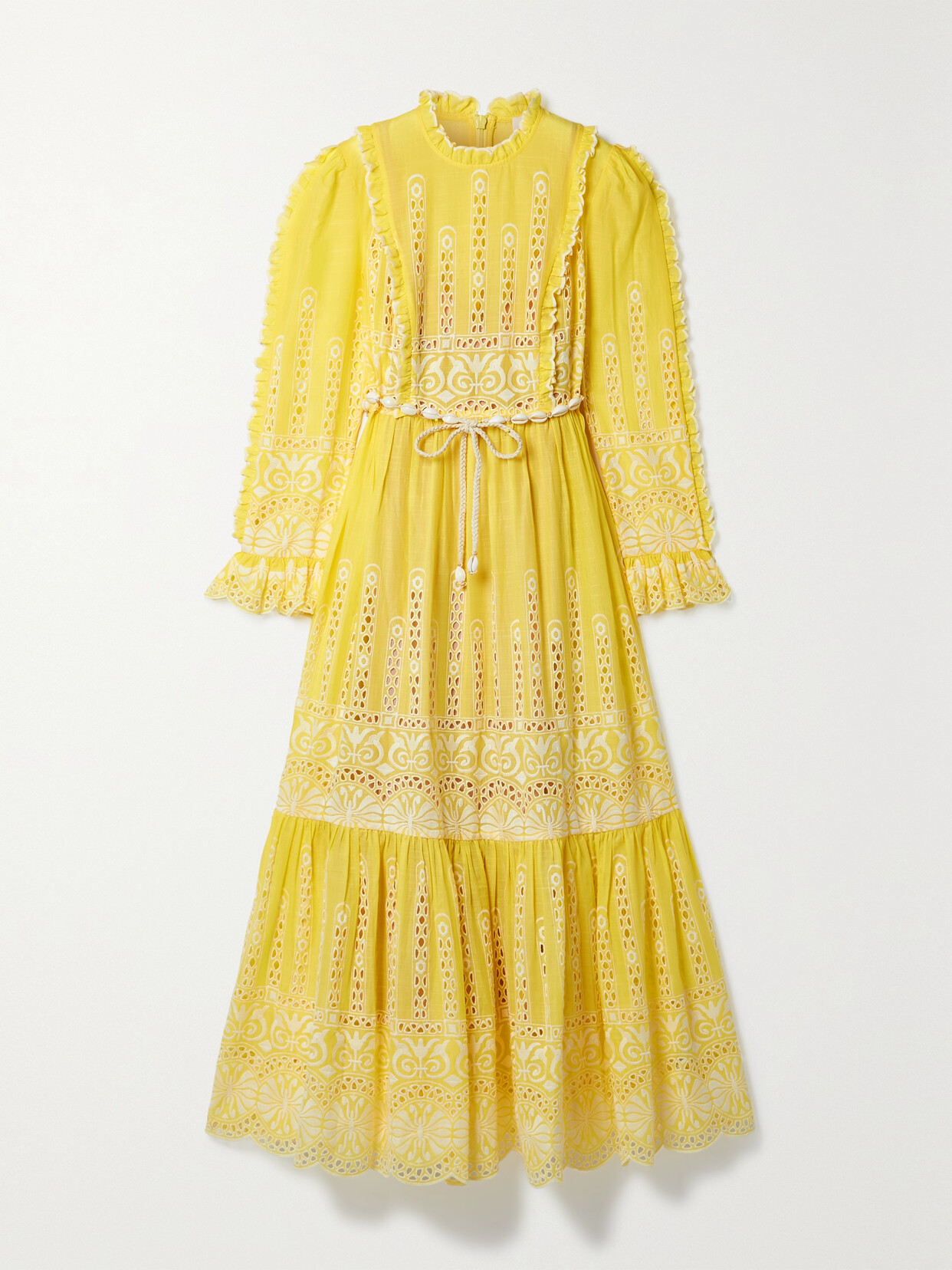 Zimmermann - + Net Sustain Belted Broderie Anglaise Cotton-voile Maxi Dress - Yellow 22 Awaiting product image