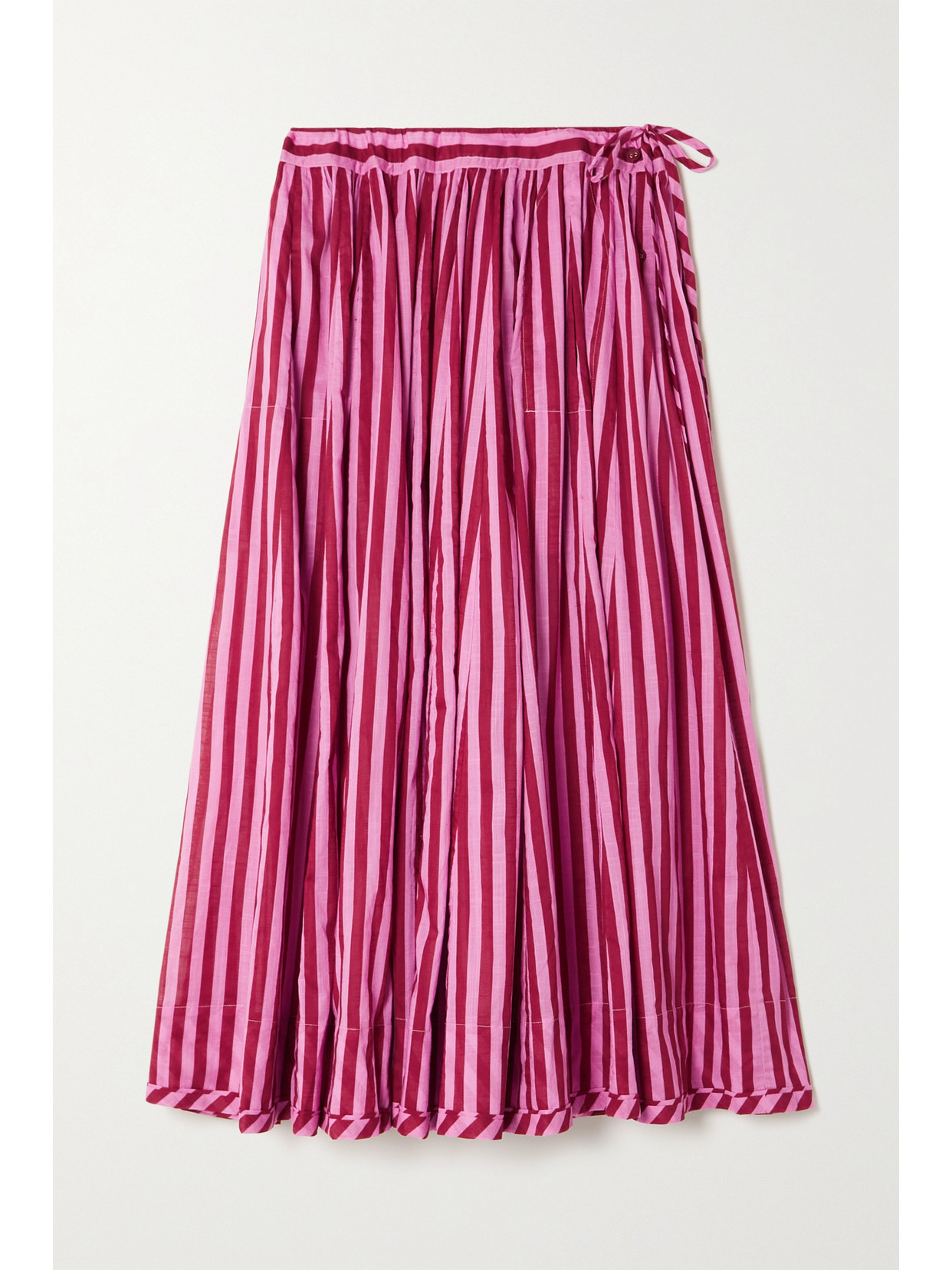 Zimmermann - + Net Sustain Swing Gathered Striped Cotton-voile Maxi Skirt - Bright pink 22 Awaiting product image