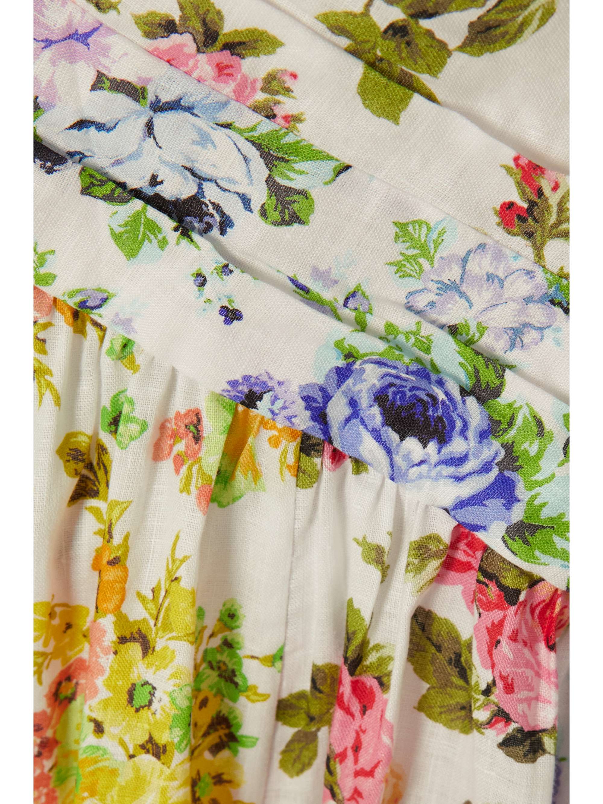 ZIMMERMANN + NET SUSTAIN asymmetric open-back floral-print organic linen midi dress