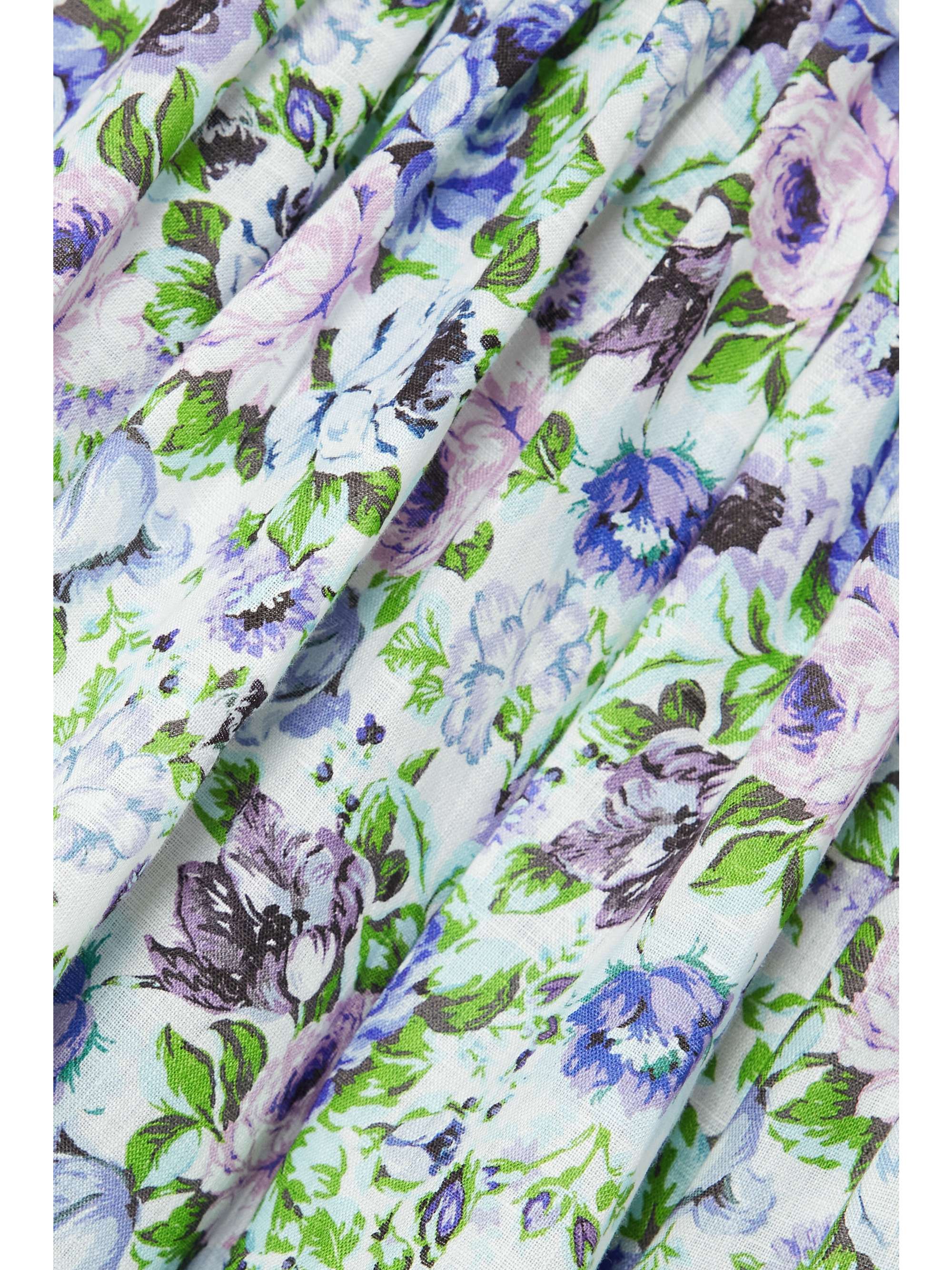 ZIMMERMANN + NET SUSTAIN scalloped pleated floral-print organic linen mini dress