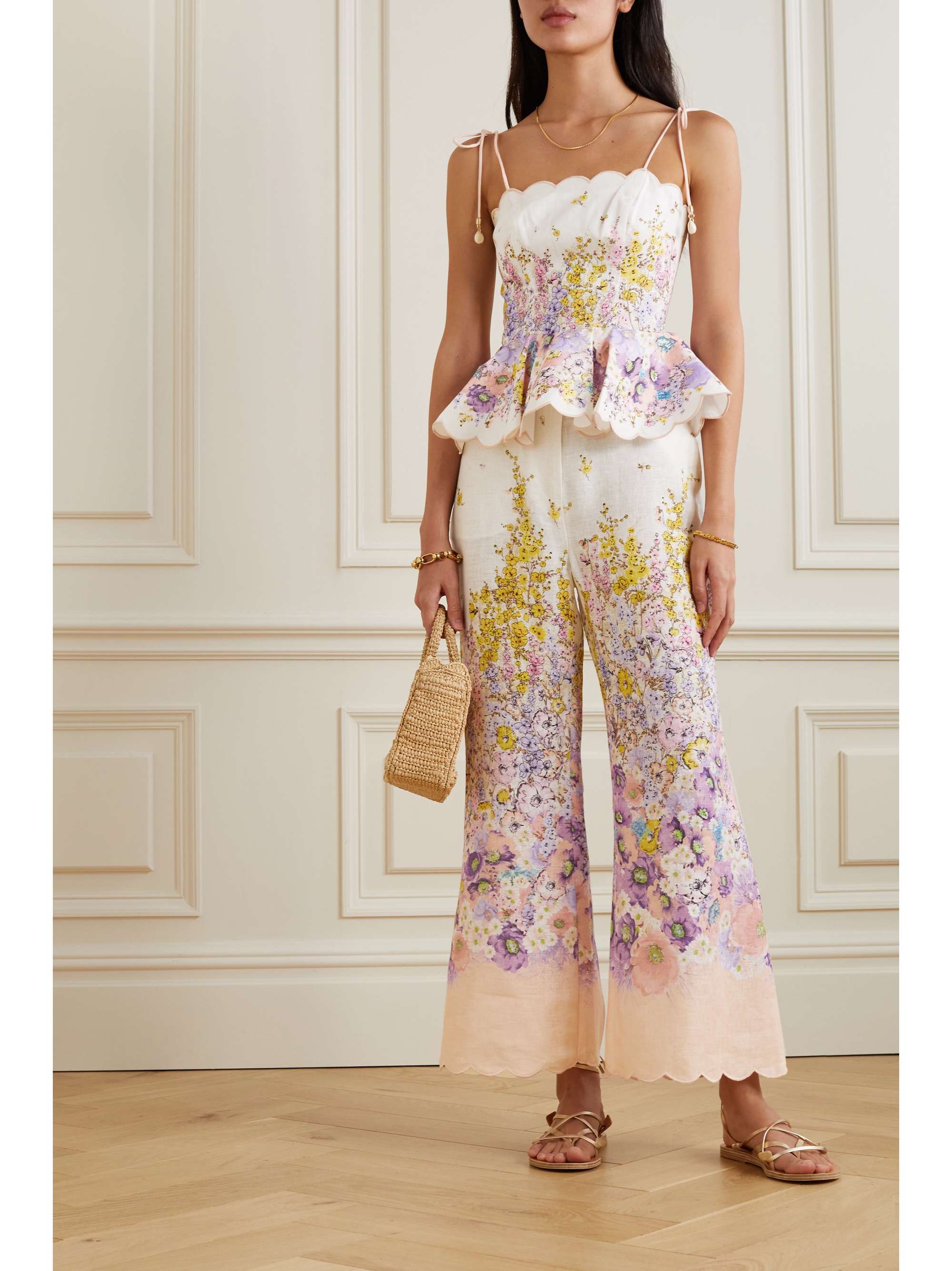 Peach Jude belted scalloped floral 