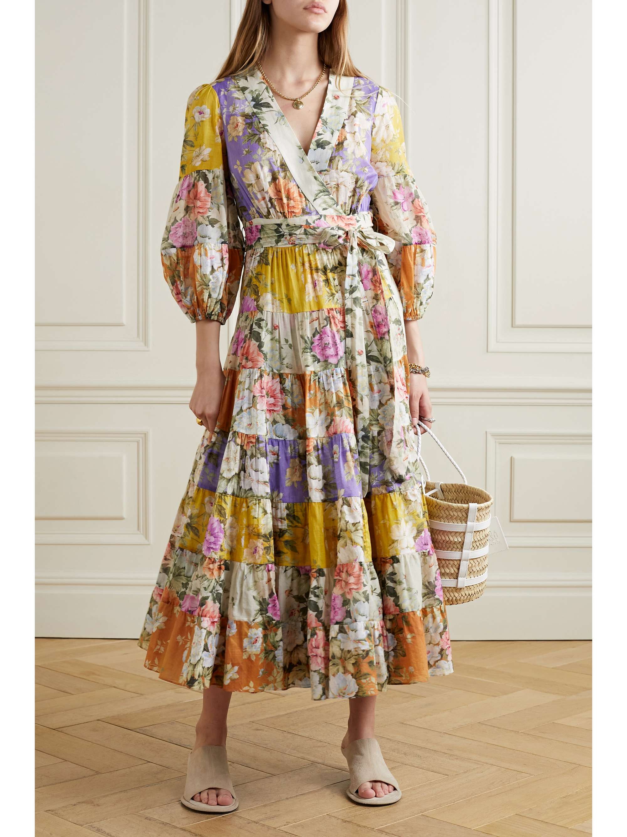 ZIMMERMANN Pattie floral-print cotton-voile wrap midi dress | NET-A-PORTER