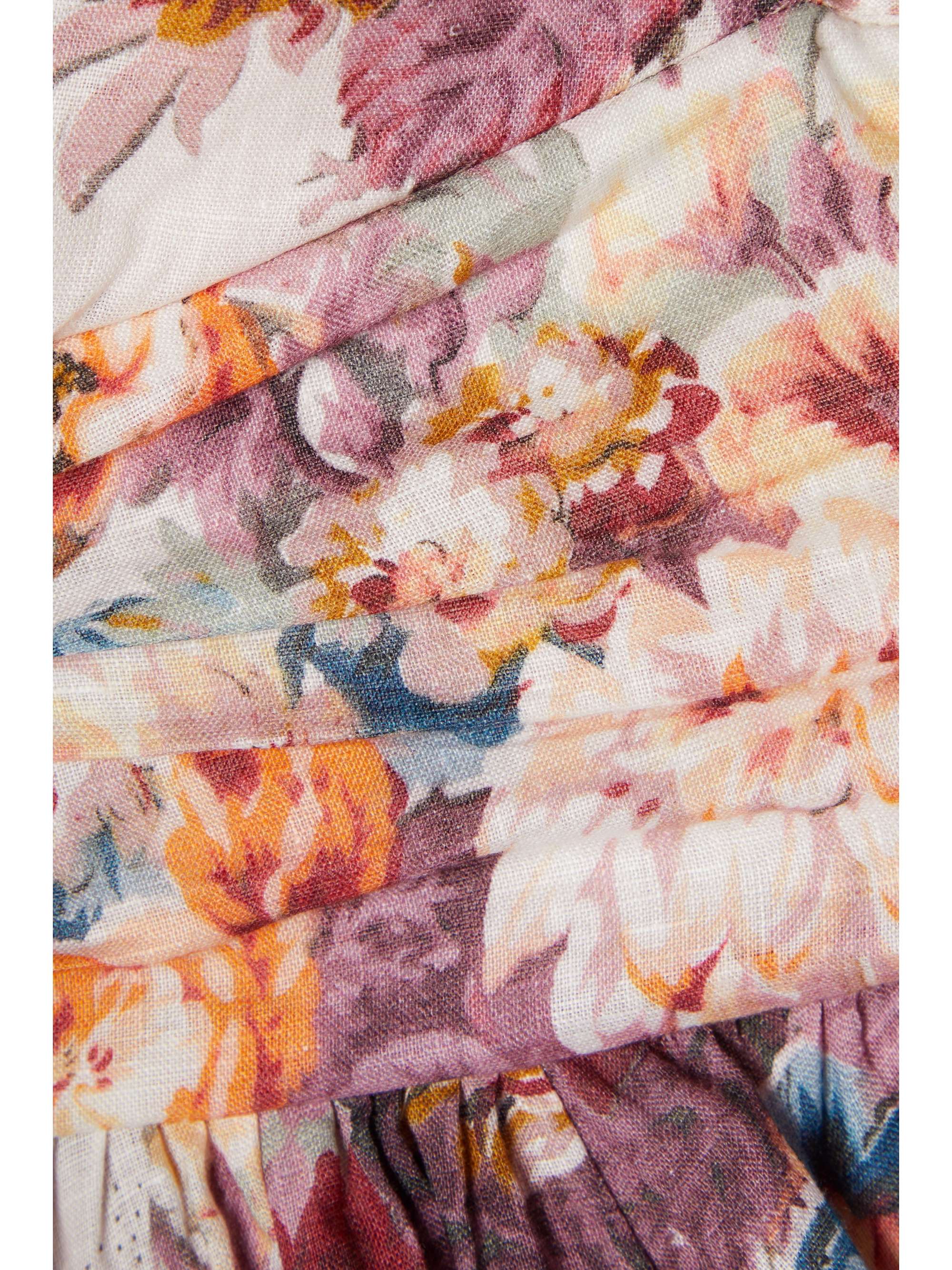 ZIMMERMANN Pattie cutout open-back floral-print linen midi dress