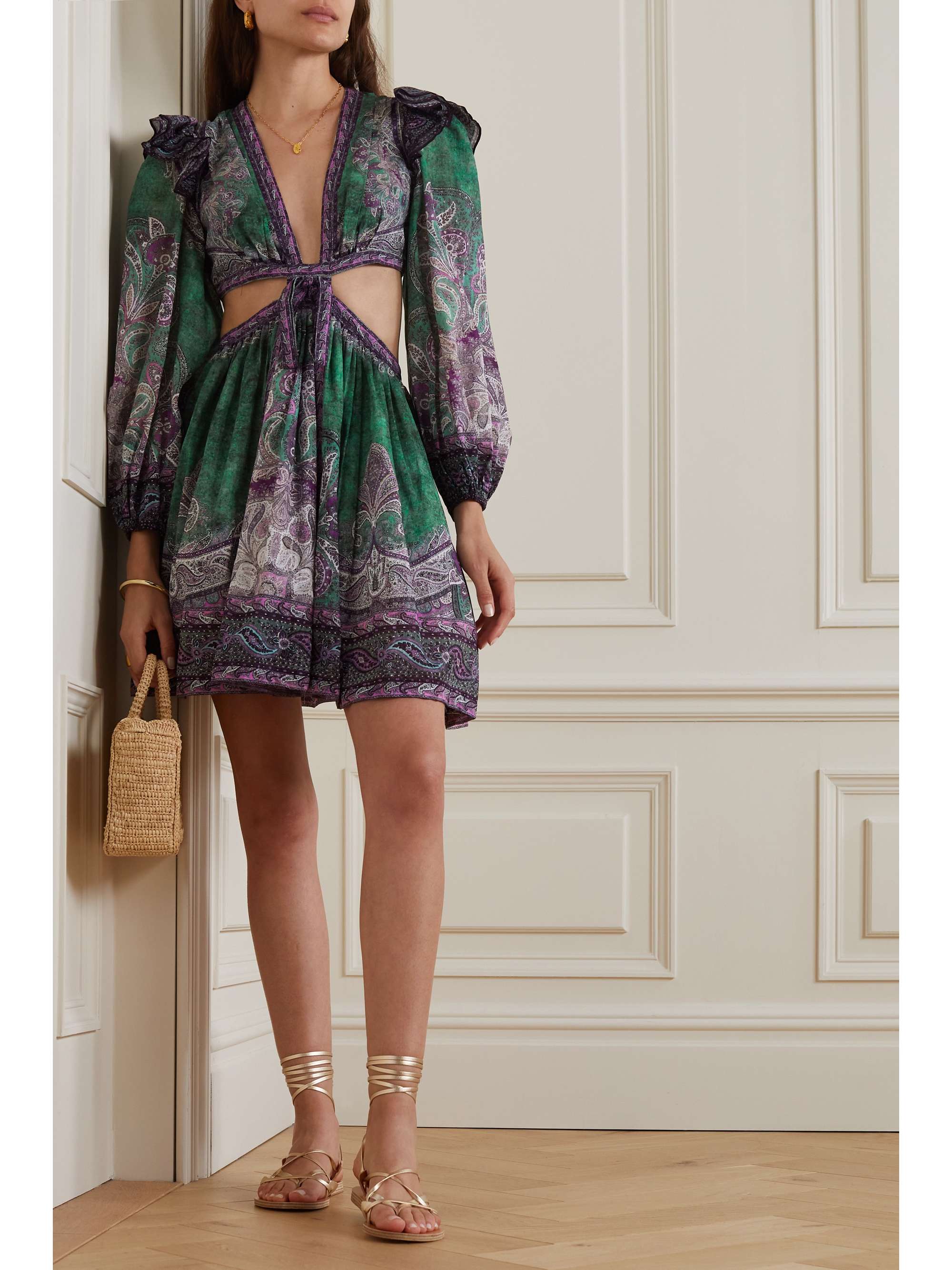 ZIMMERMANN Anneke cutout ruffled paisley-print cotton-voile mini dress |  NET-A-PORTER