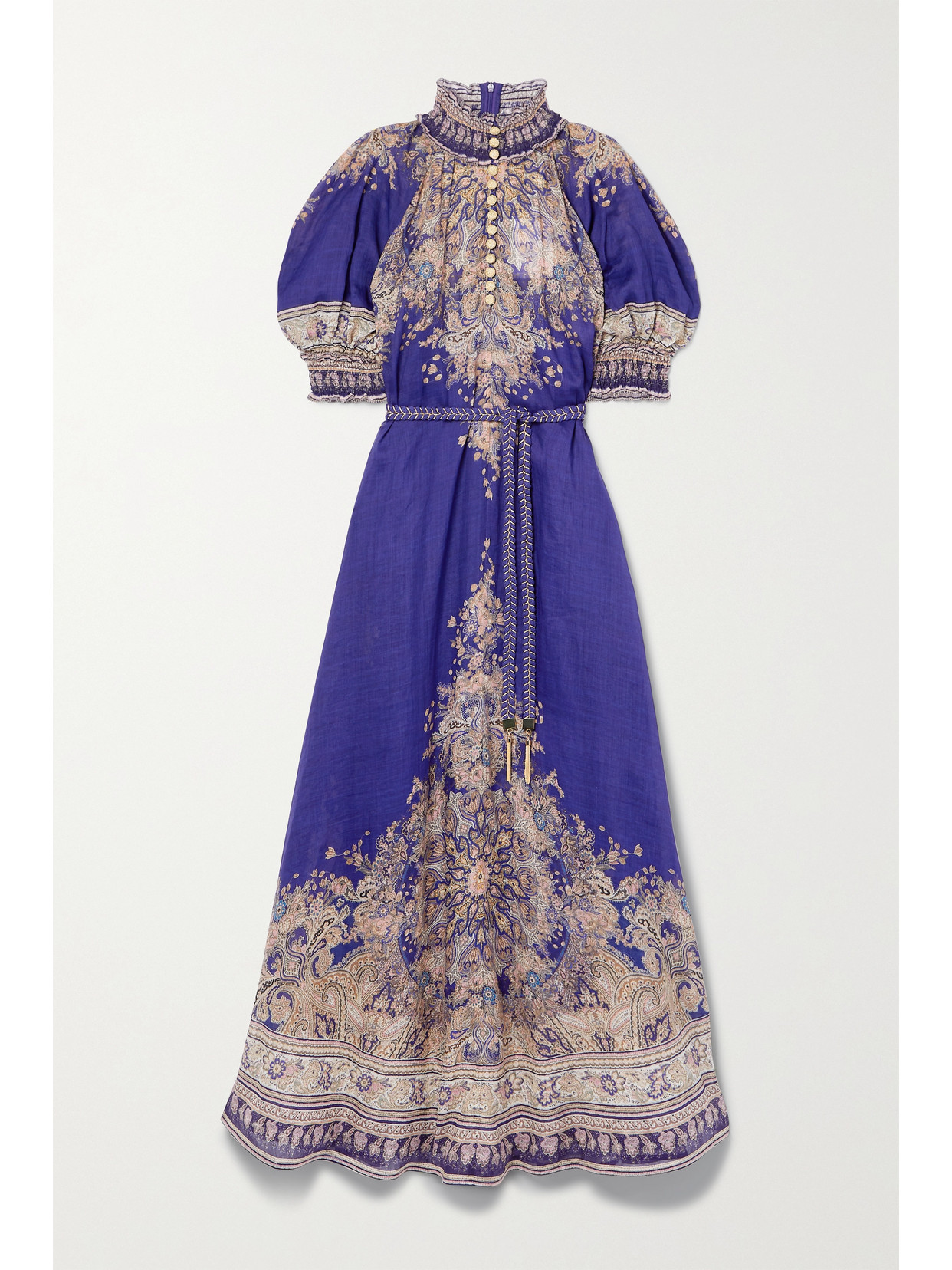 Zimmermann Swing Belted Paisleyprint Ramie Maxi Dress Blue SheFinds