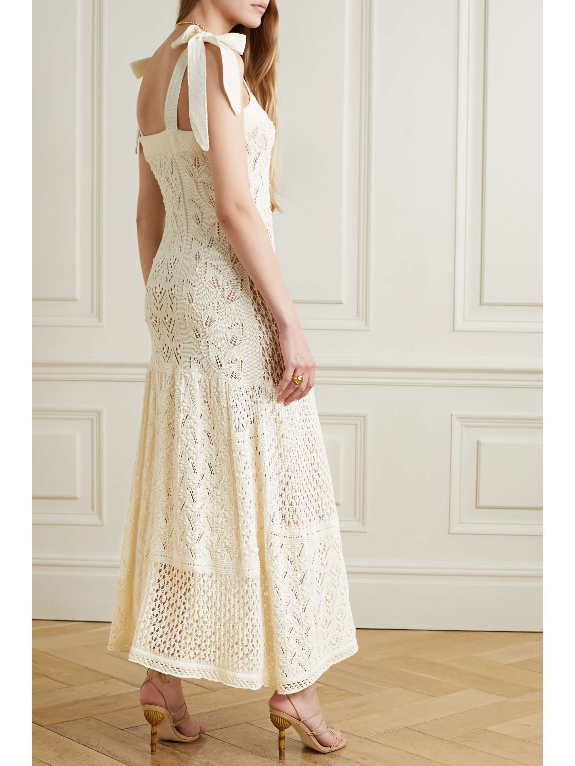 ZIMMERMANN Anneke pointelle-knit cotton midi dress