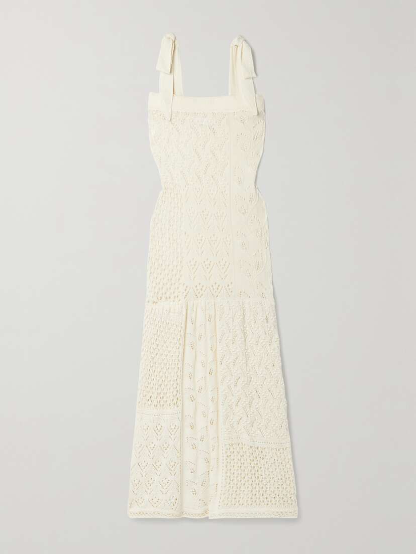 Zimmermann Anneke Pointelle-knit Cotton Midi Dress