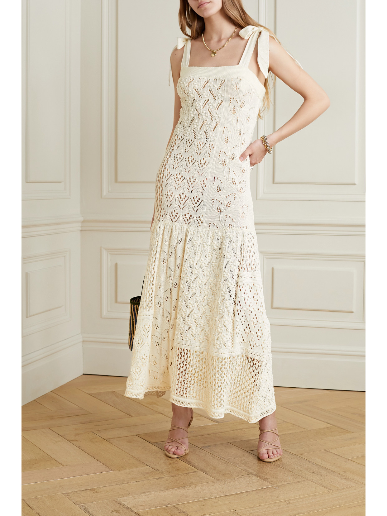 Zimmermann Anneke Patchwork Cottoncrochet Midi Dress In White ModeSens
