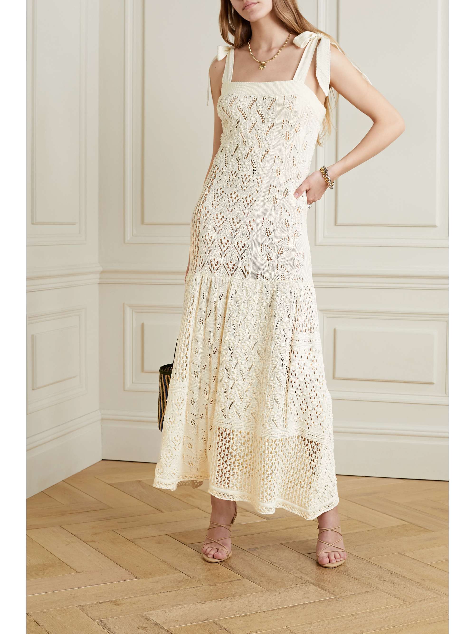 ZIMMERMANN Anneke pointelle-knit cotton midi dress