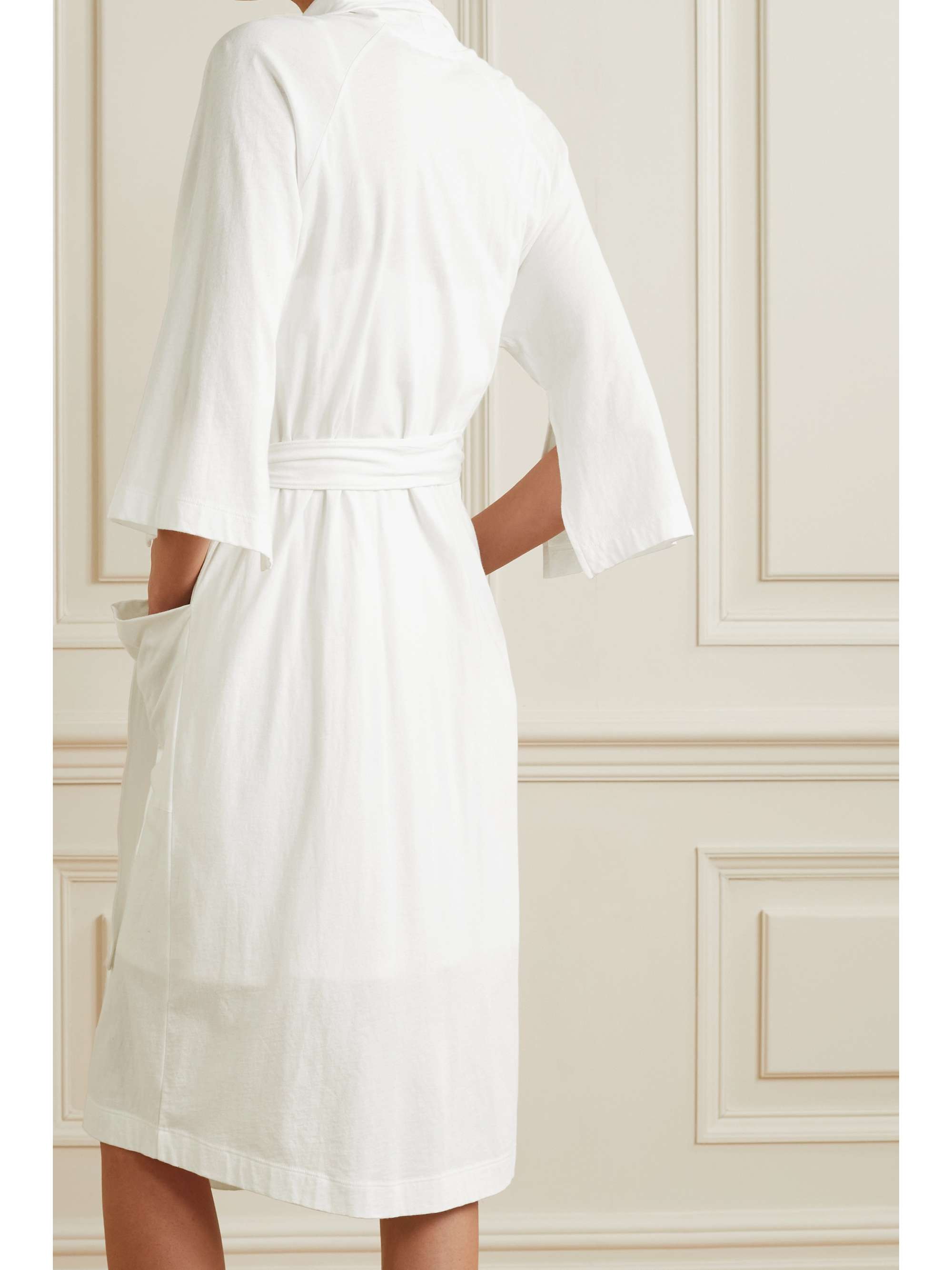 SKIN Kyra belted organic Pima cotton-jersey robe