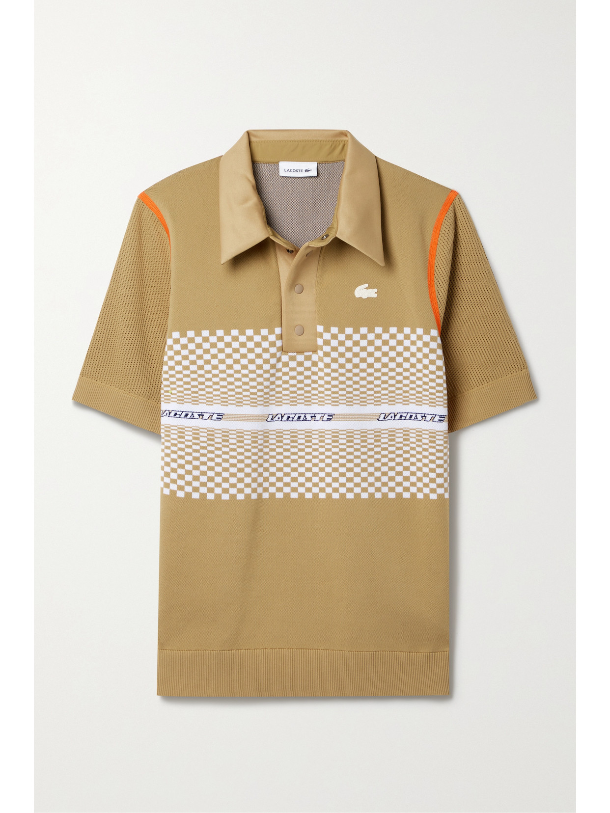 Lacoste - Equinox Mesh-trimmed Jacquard-knit Polo Shirt - Brown