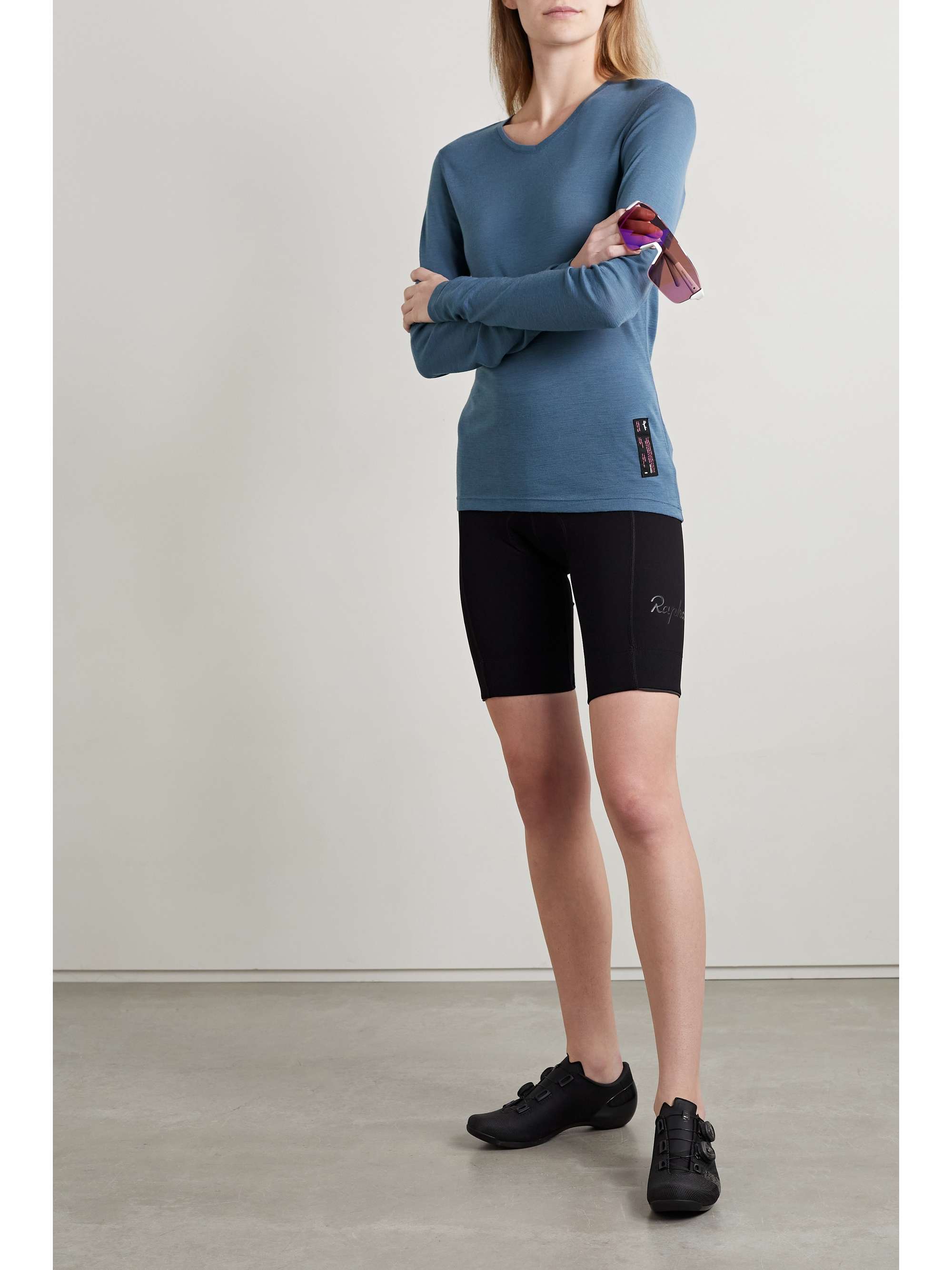 Storm blue Merino wool-jersey top 