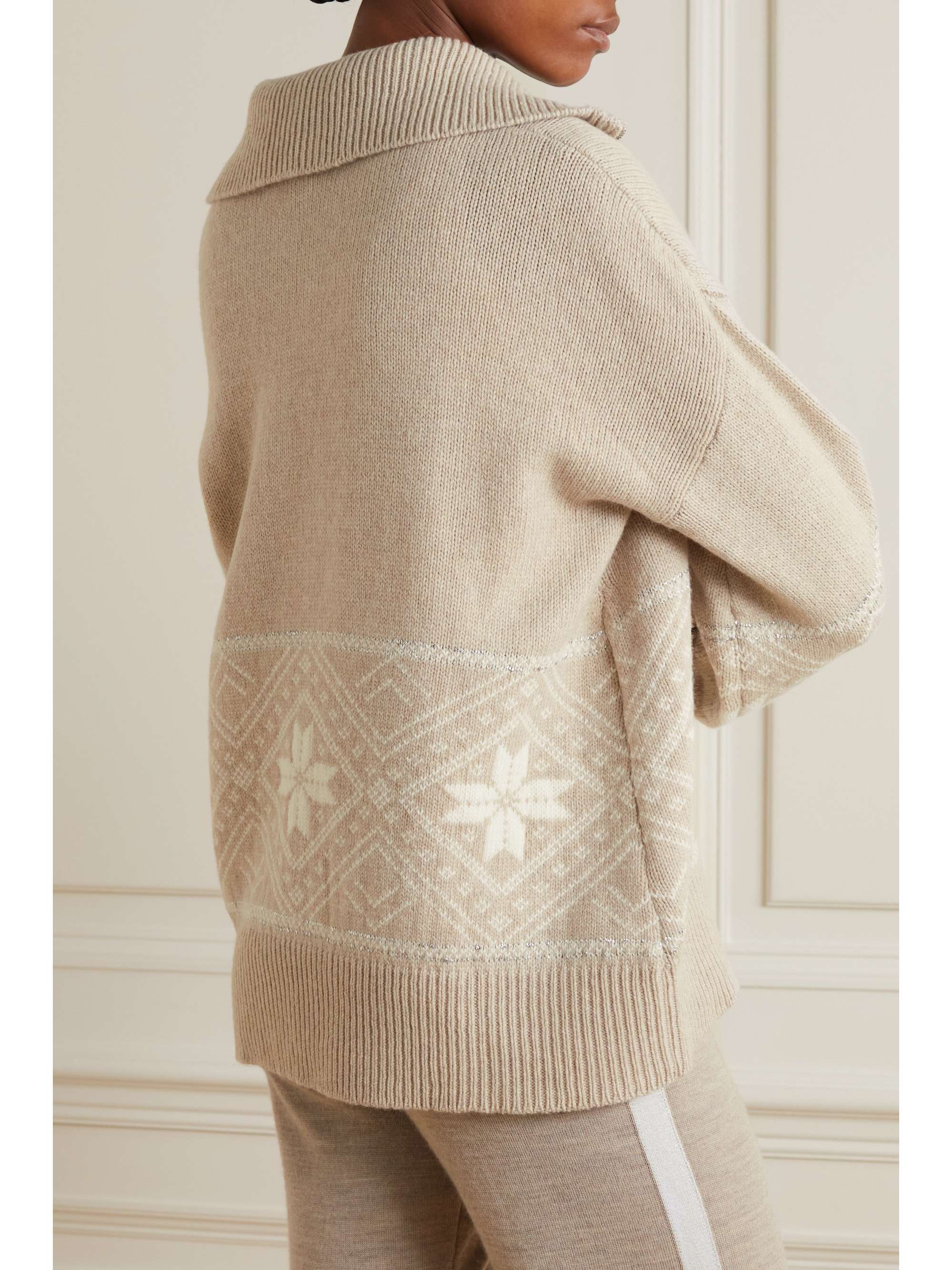 WE NORWEGIANS Snowflake Pullover aus einer Merinowollmischung mit Fair-Isle-Motiv und Reißverschluss