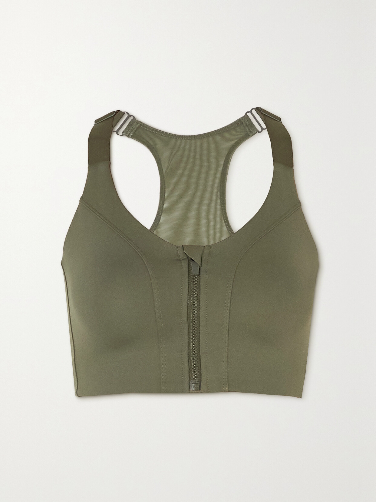 All Access Mesh-trimmed Stretch Sports Bra In Green