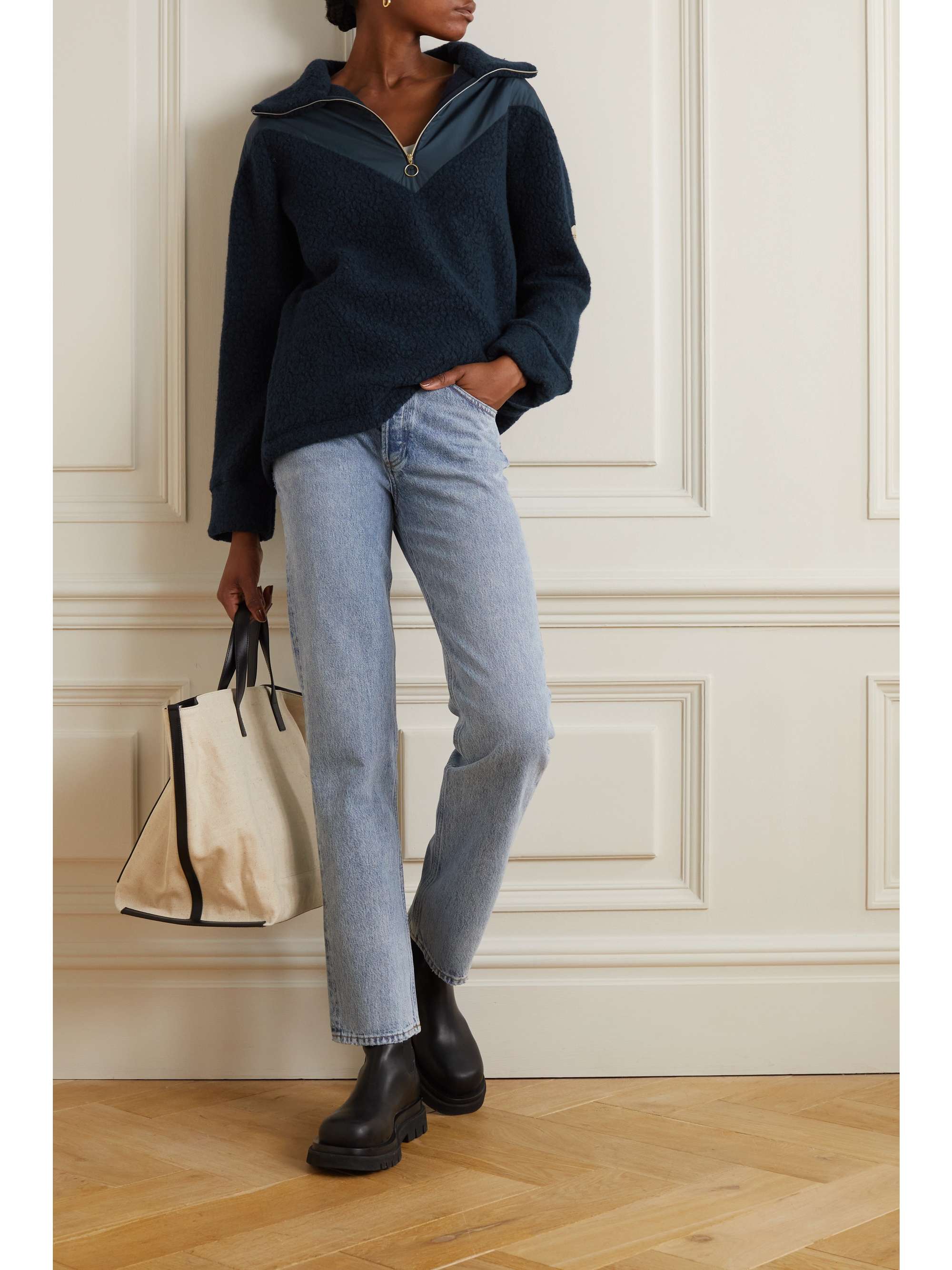 toteme merino wool zip knit