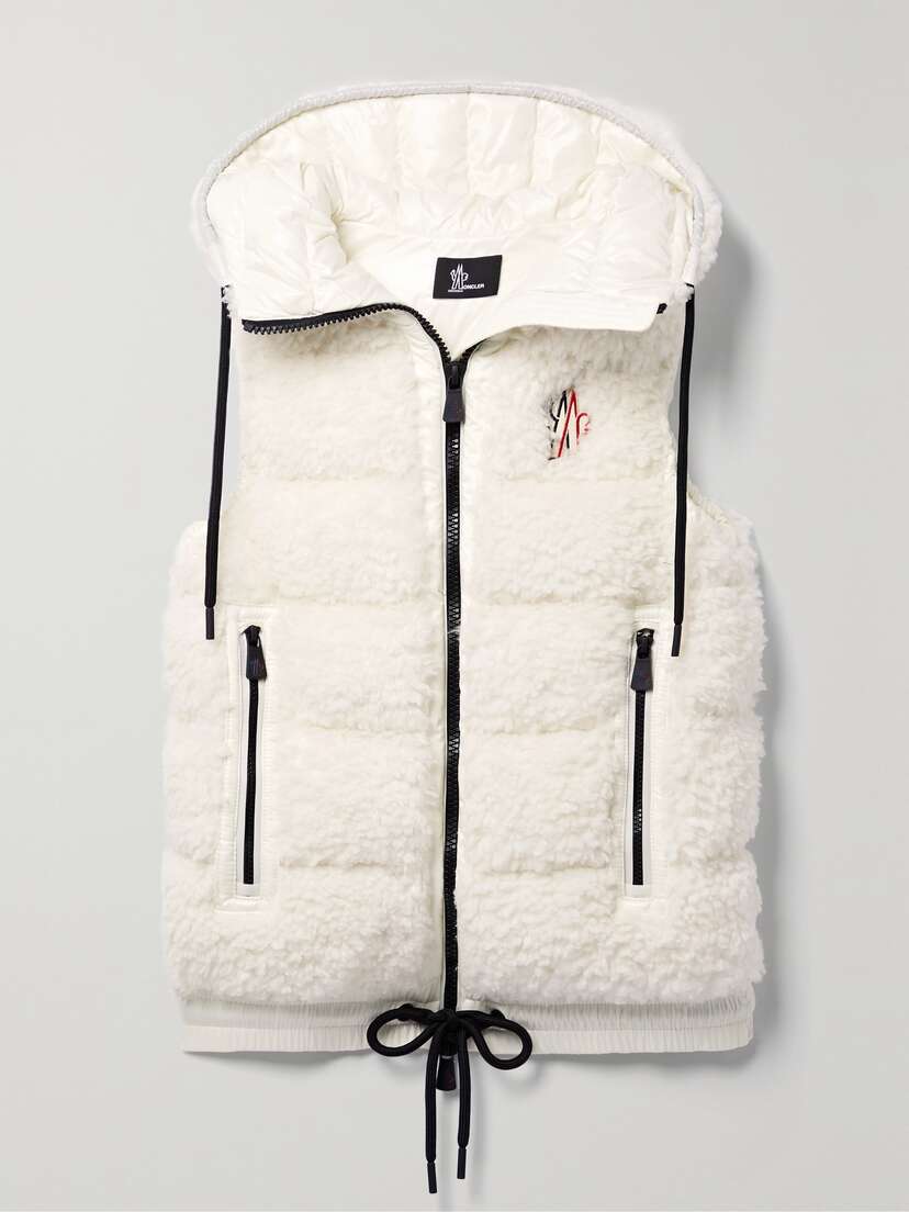 Moncler Grenoble Hooded Shell-trimmed Fleece Down Vest - x large
