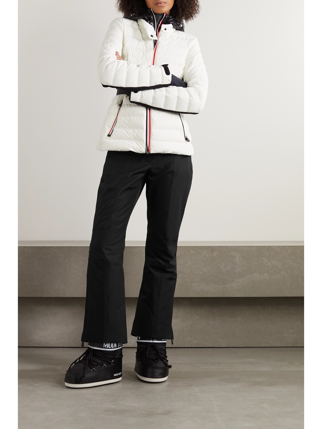 Shop Moncler Gore-tex Infinium High-rise Flared Ski Pants In Black