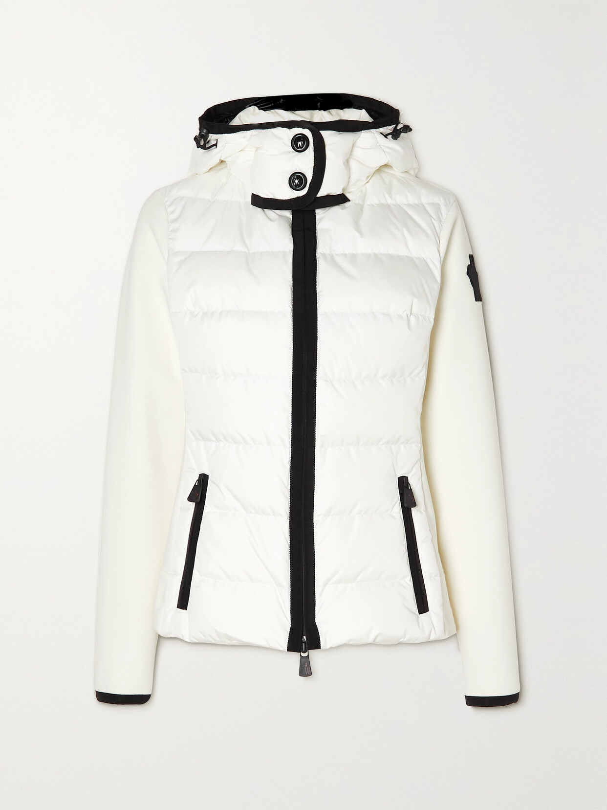 Moncler Lamoura Hooded Grosgrain-trimmed Quilted Down Ski Jacket In White