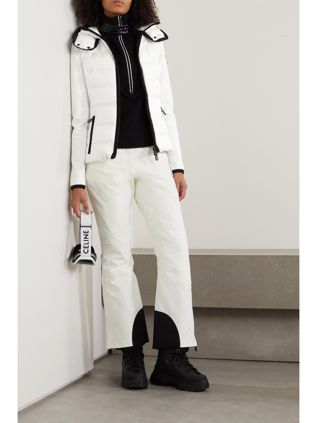 Moncler Lamoura Hooded Grosgrain-trimmed Quilted Down Ski Jacket In White