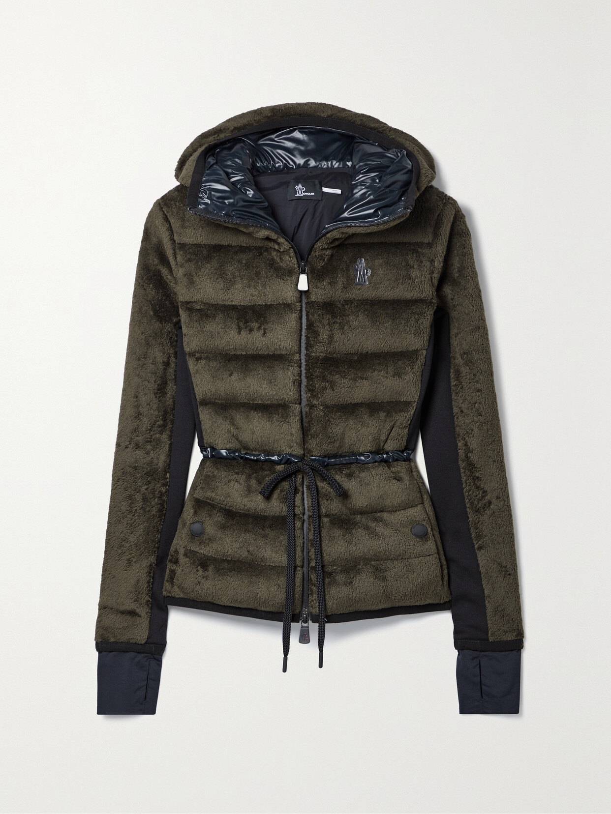 Moncler Stretch Jersey-trimmed Quilted Polartec Fleece Down Jacket In Green