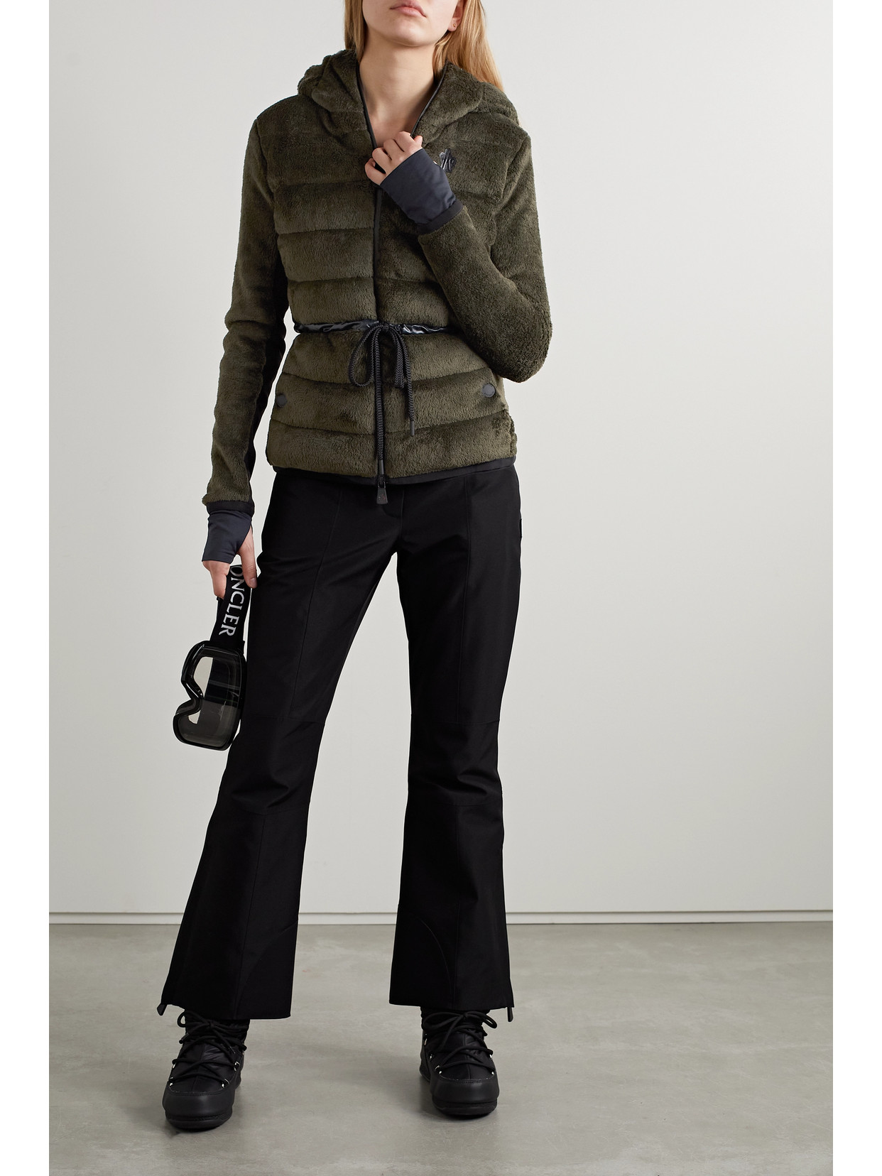 Moncler Stretch Jersey-trimmed Quilted Polartec Fleece Down Jacket In Green